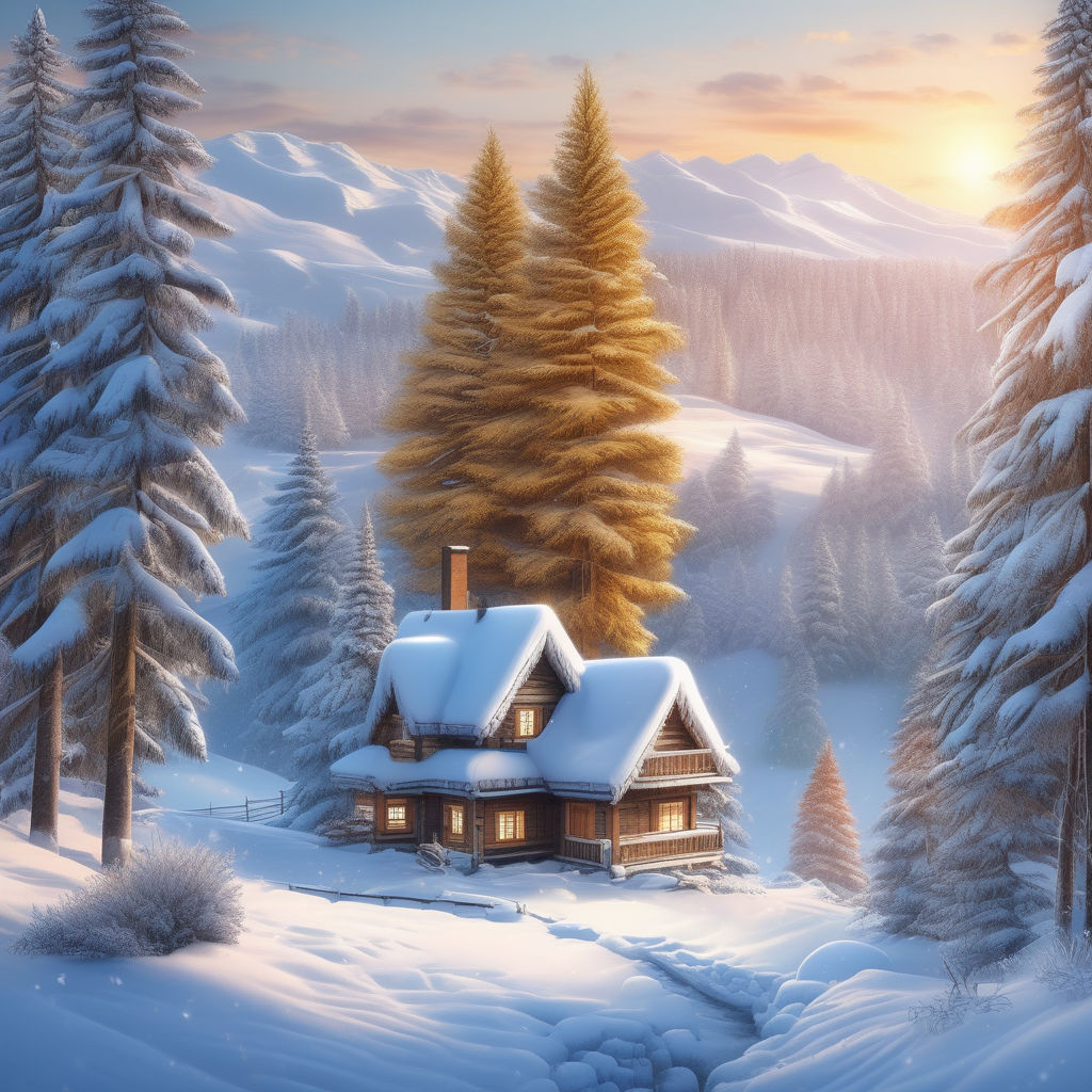 winter forest in cartoon style