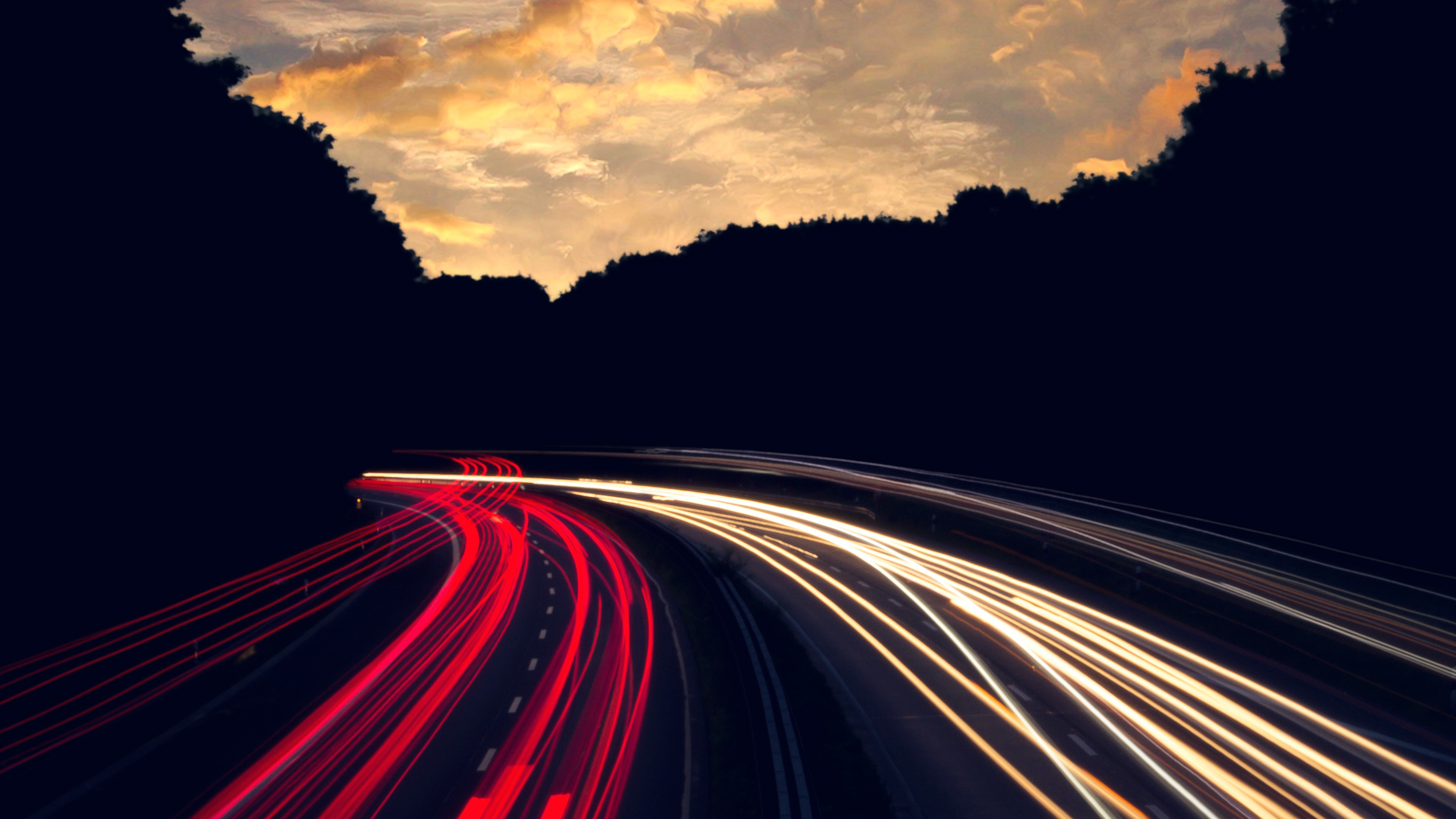 Night Drive Car Light Red Dark Blue