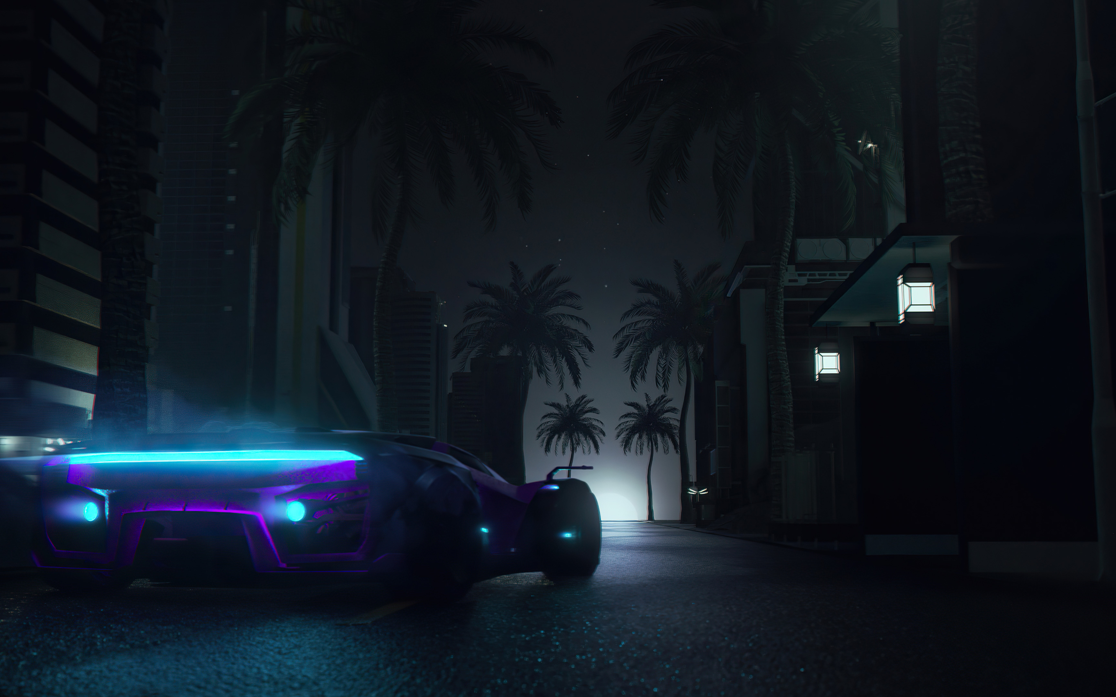 Midnight Neon Drive 4k 4K , HD