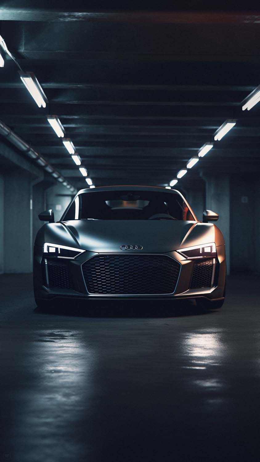 Black Audi R8 iPhone Wallpaper 4K