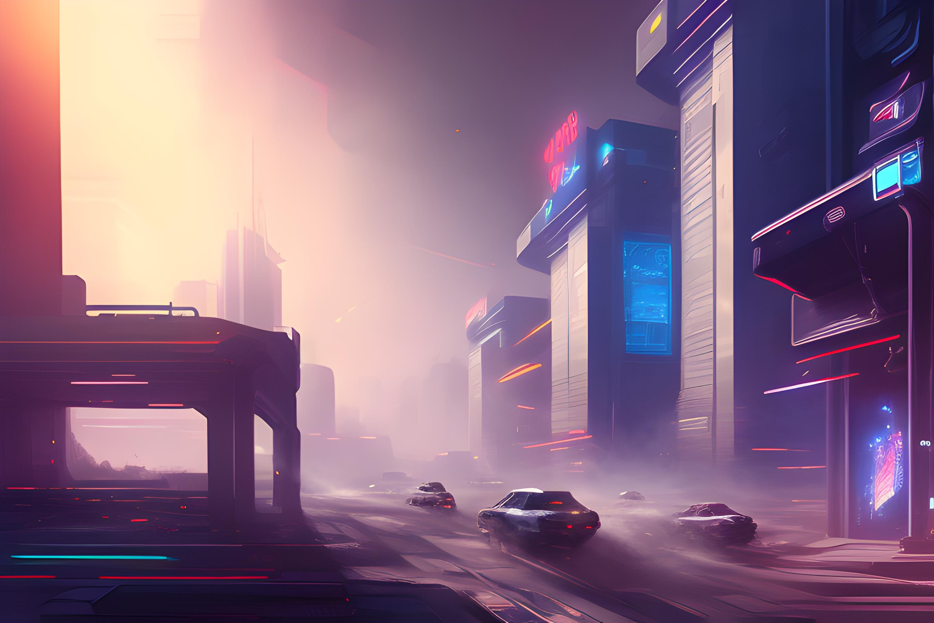 epic, cyberpunk, guns, blazing, drive