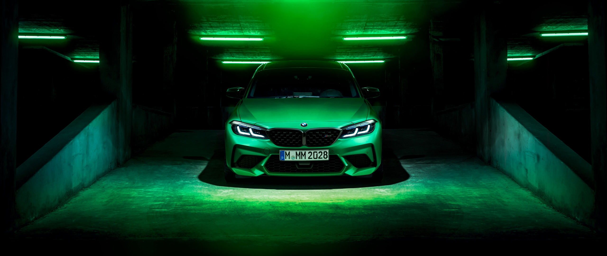 BMW M2 Wallpaper 4K, Green, Dark background