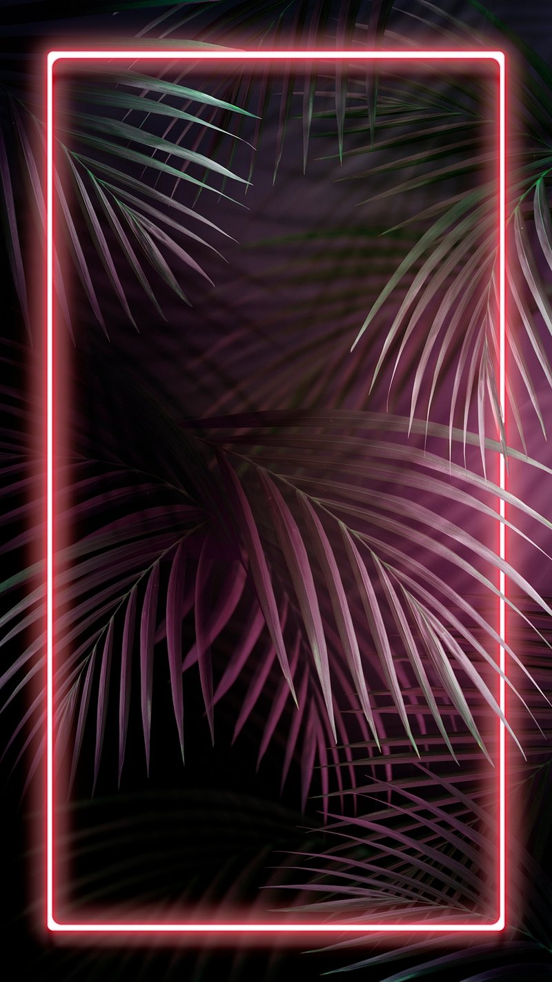 Neon Palm Leaf Image. Free Photo