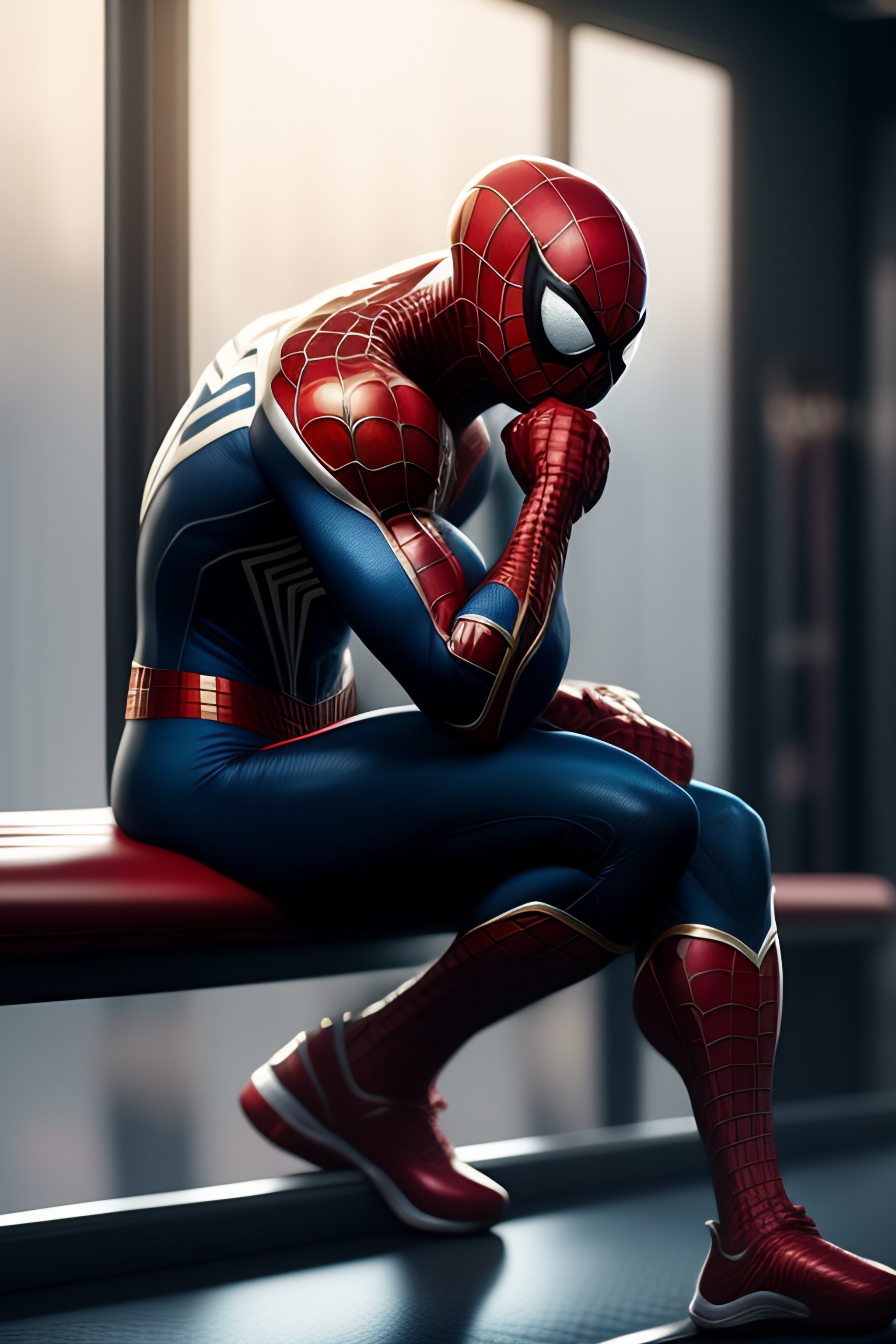 Spider Man On A Workout Bench