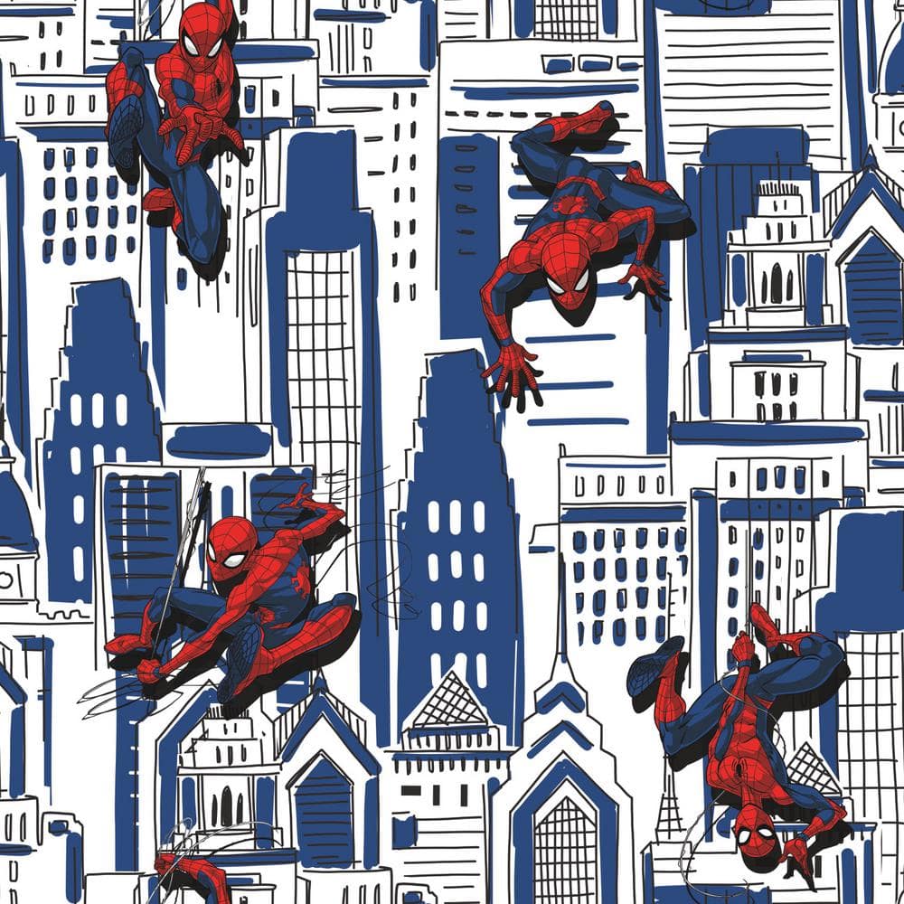 Spider Man Cityscape Blue Vinyl Peel