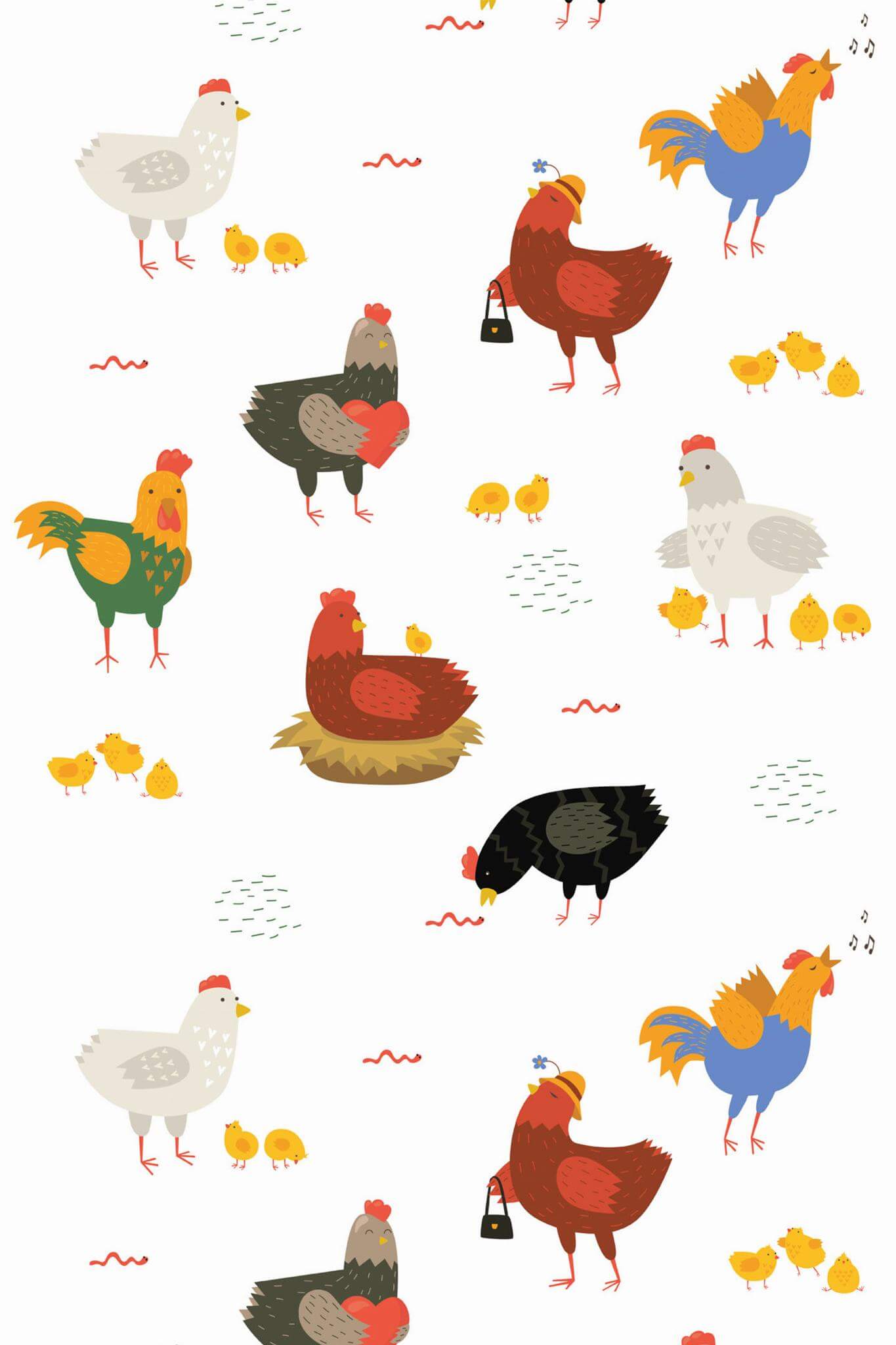 Cute chicken Peel and Stick Wallpaper