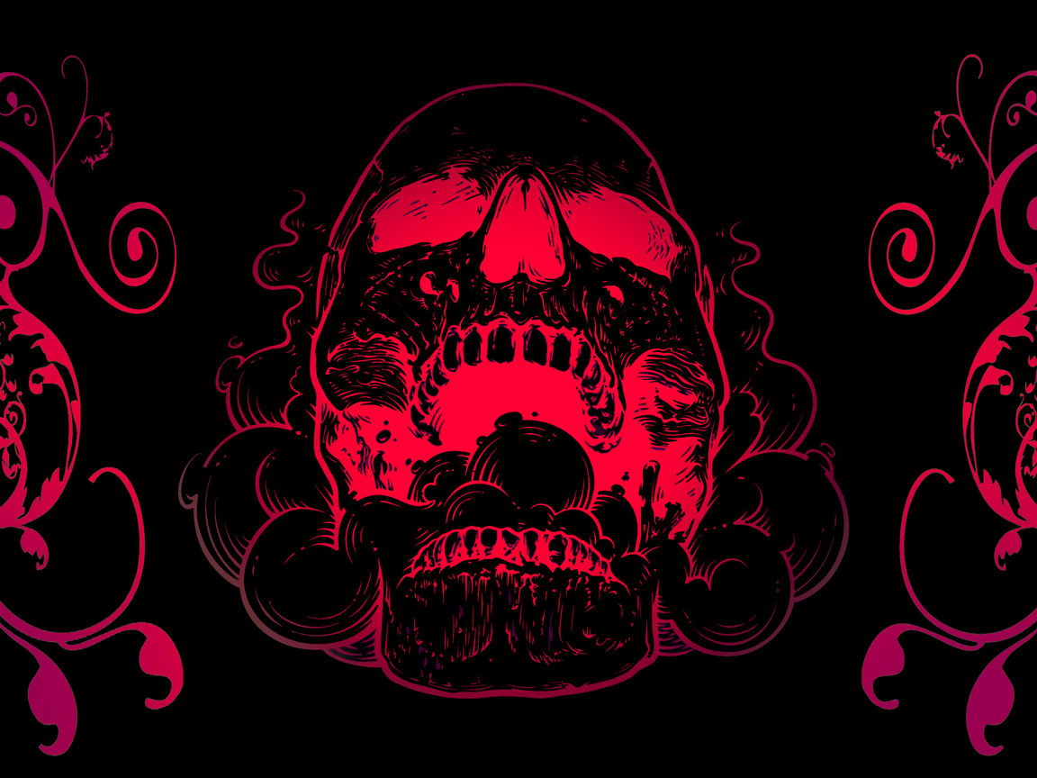 Red Skull Flowers Black