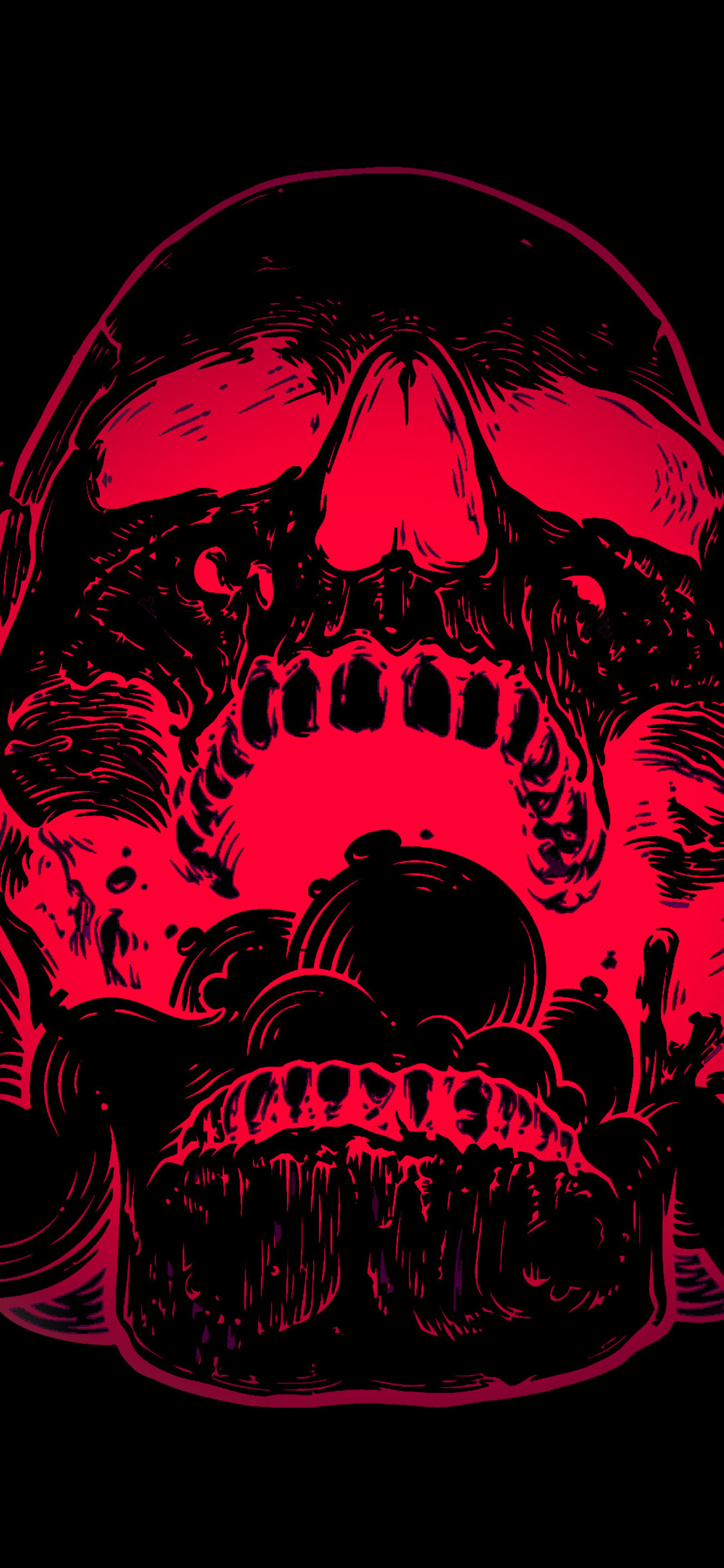 Red Skull Flowers Black