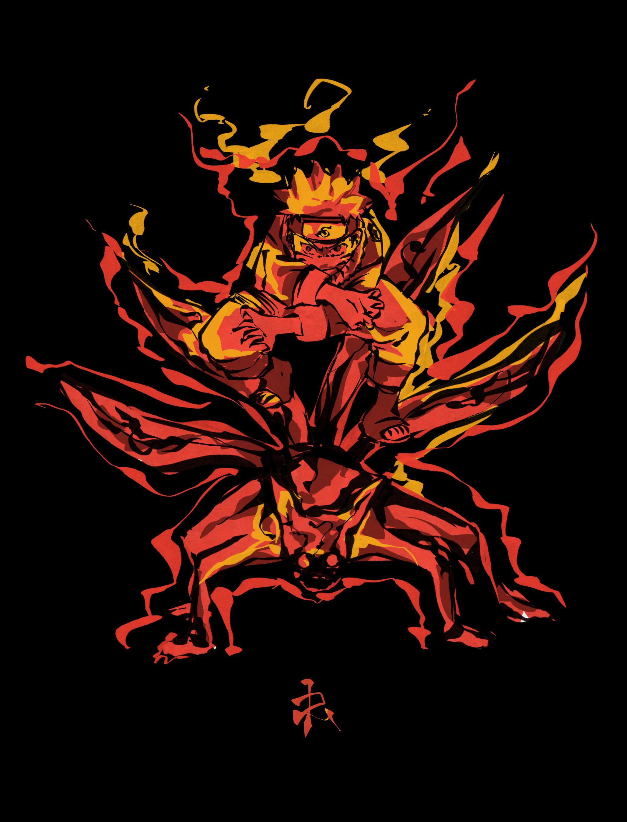 Naruto 4 tails mode art