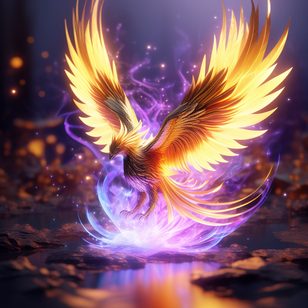 flame phoenix on white background