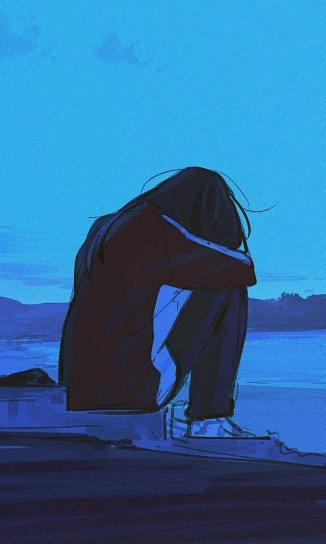 Sad Anime Girl iPhone Wallpaper