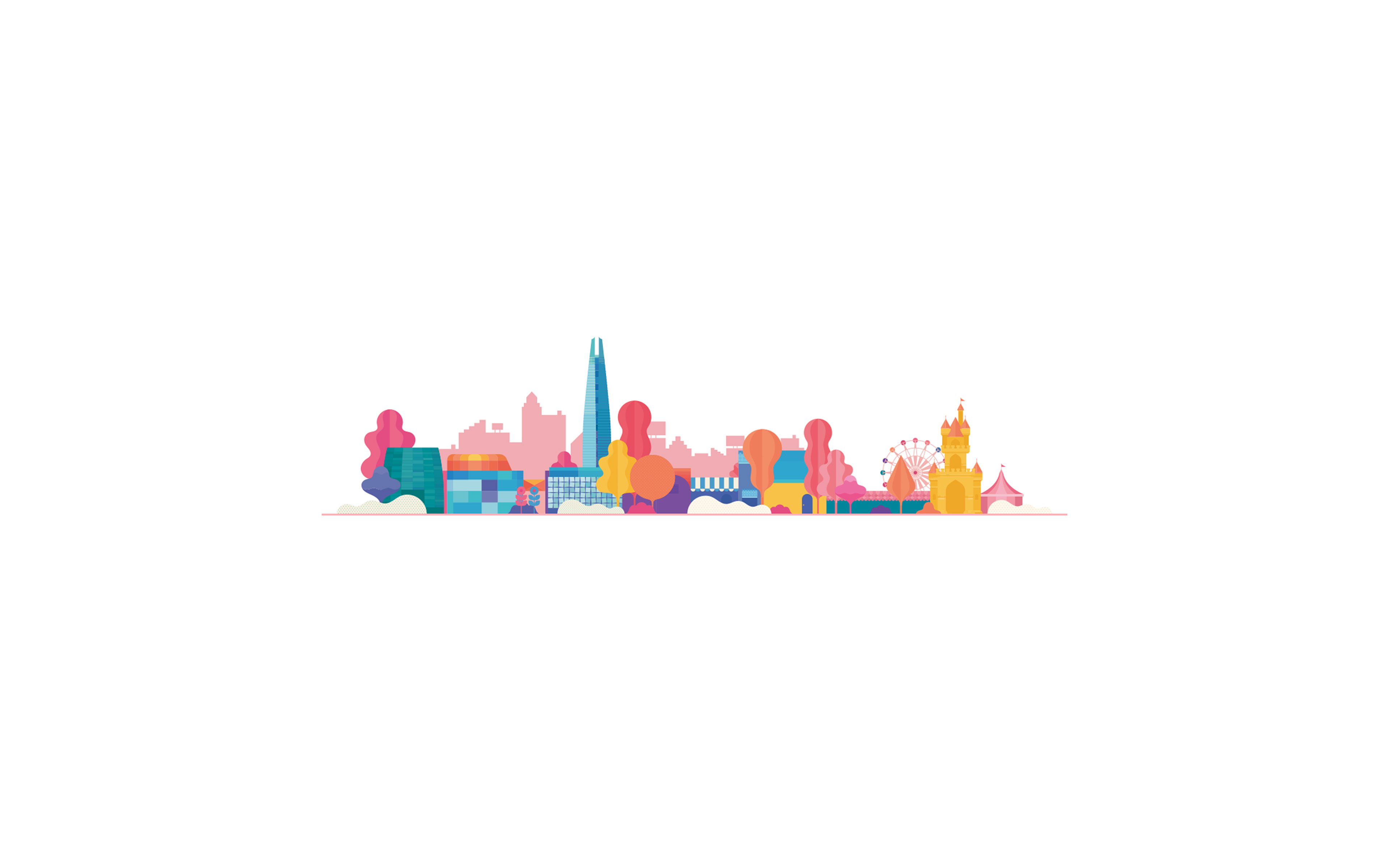wallpaper for desktop, laptop. city cute white illustration art minimal