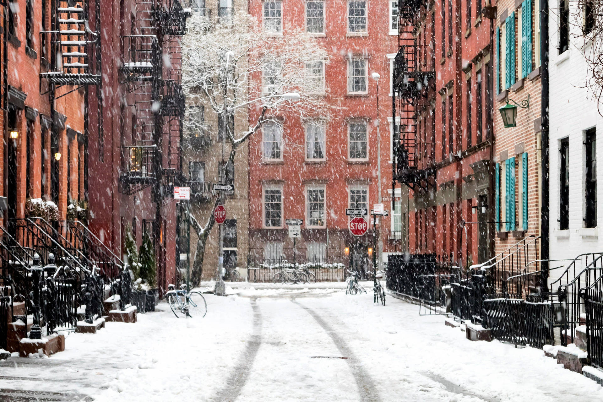 Download Winter Neighborhood New York Computer Wallpaper