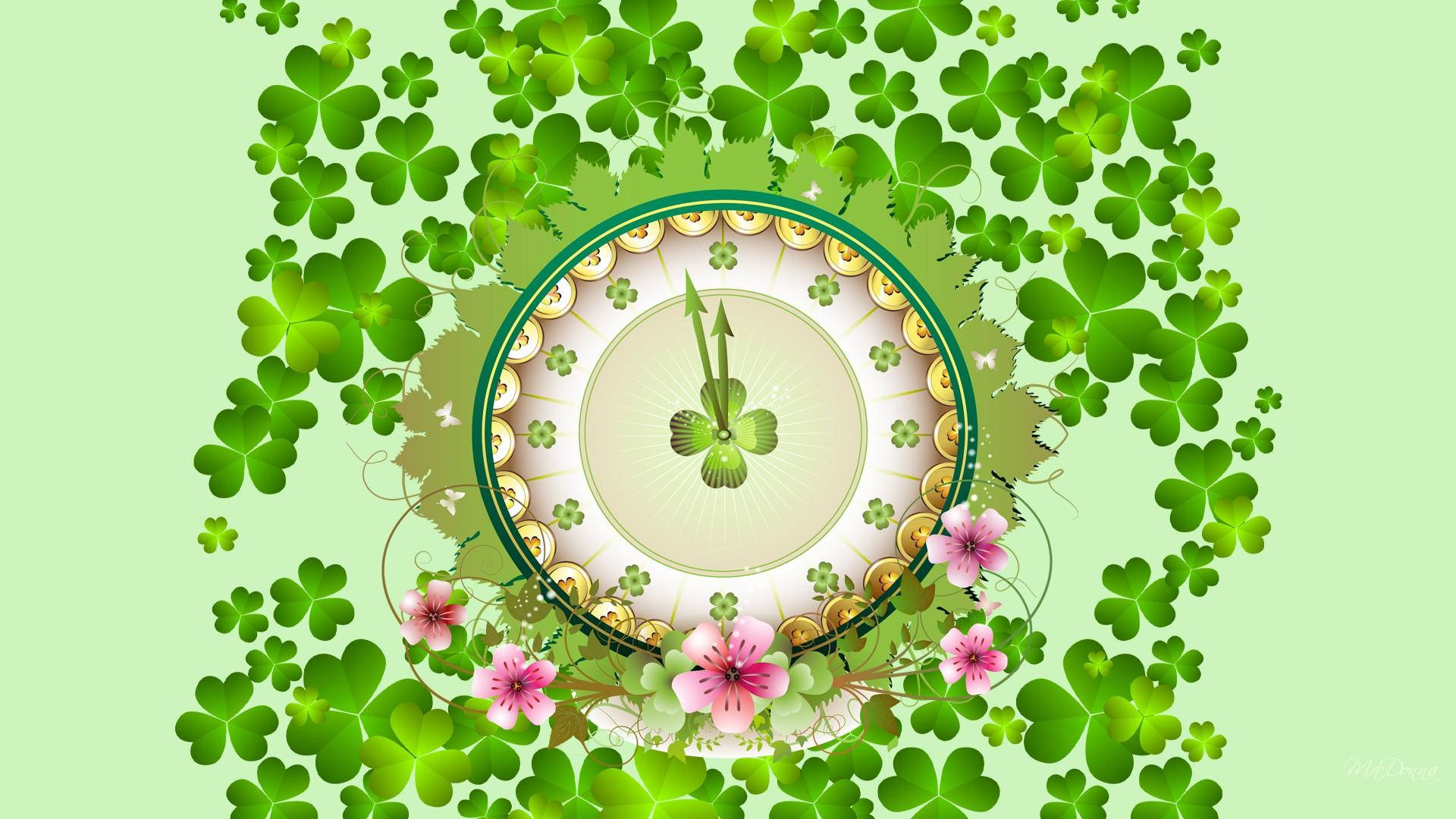Download Floral Clock St. Patrick's Day
