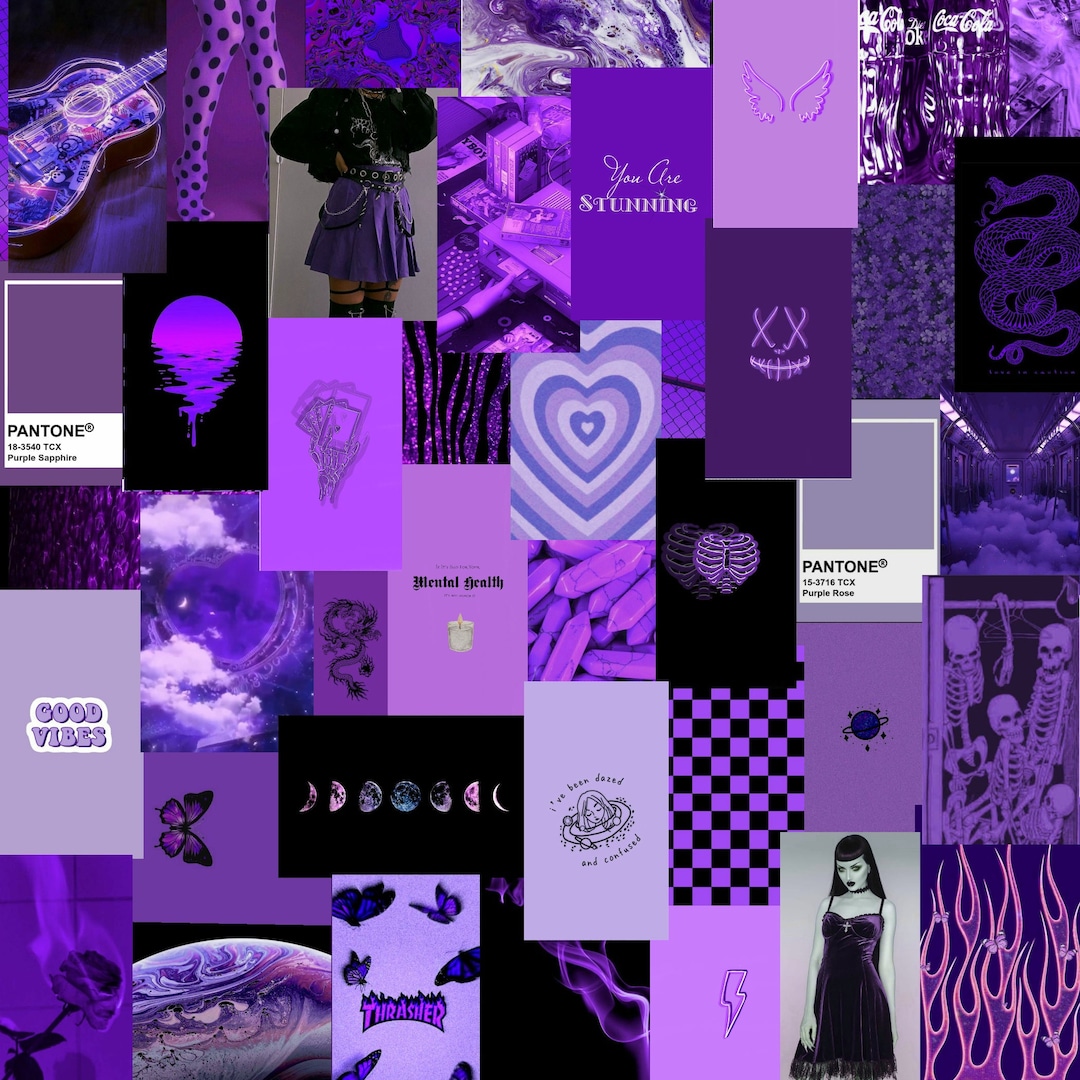 Dark Purple Aesthetic Wall Collage Kit