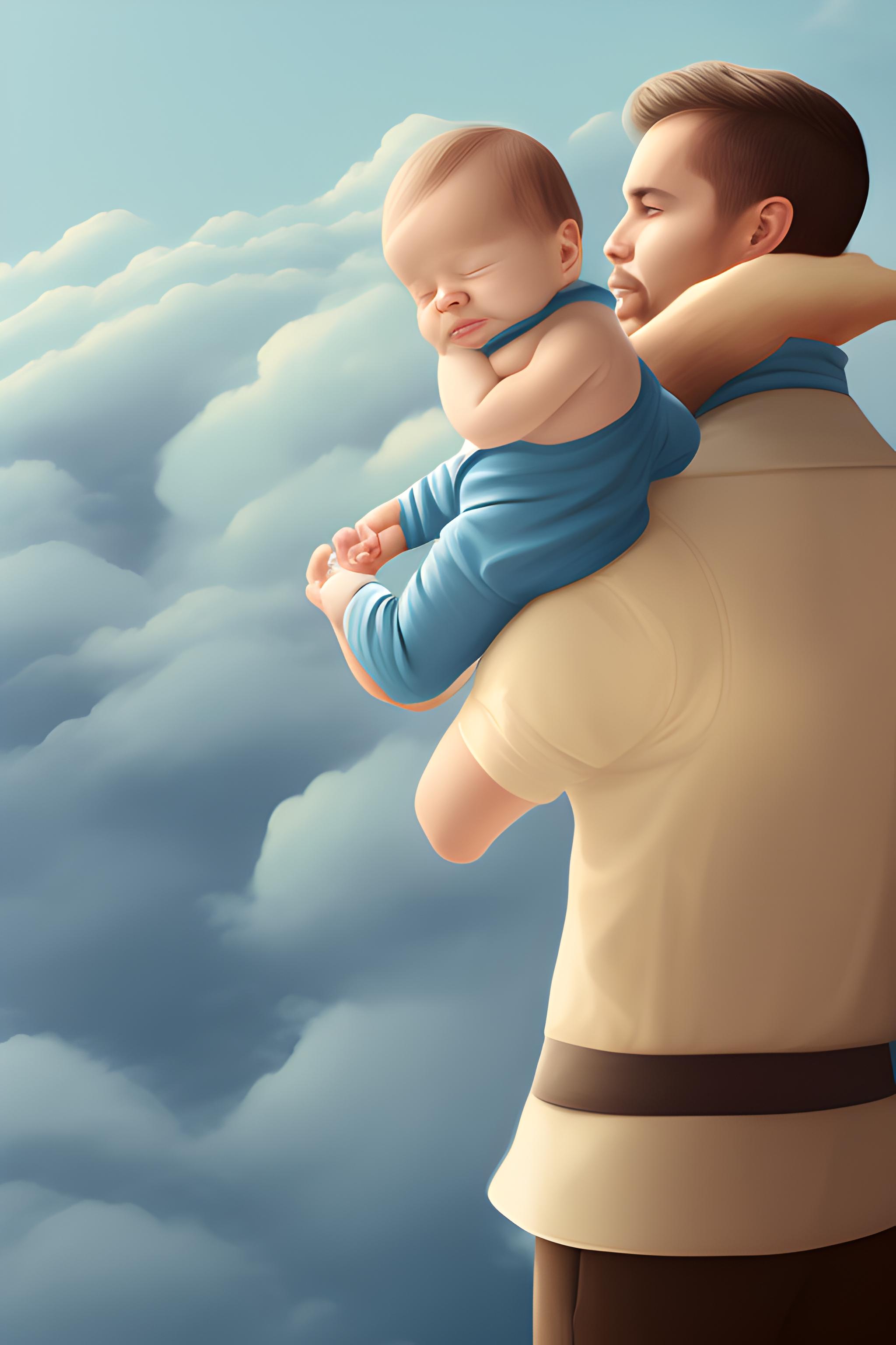 mother lying on the clouds