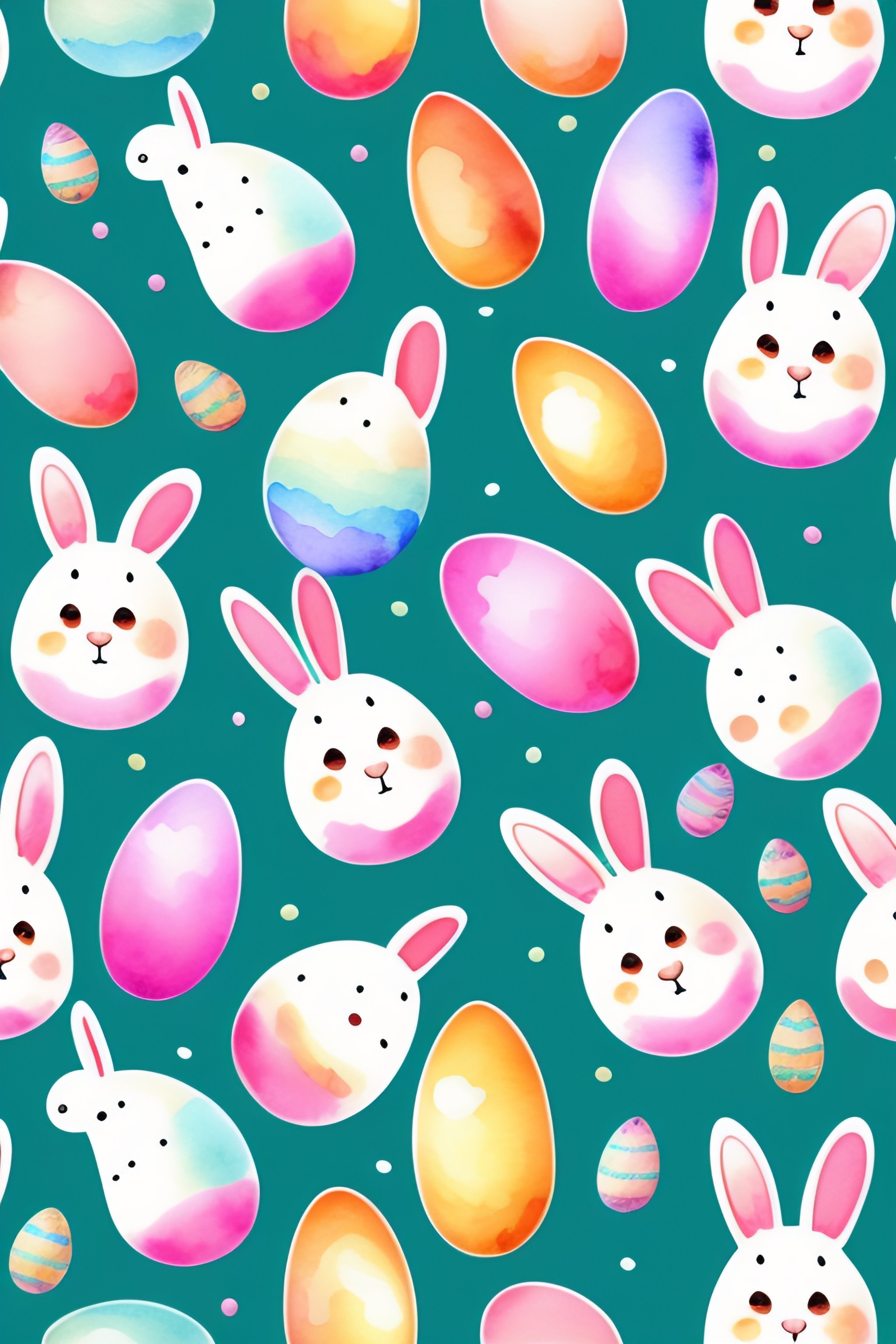 Cute watercolor easter bunny seamless
