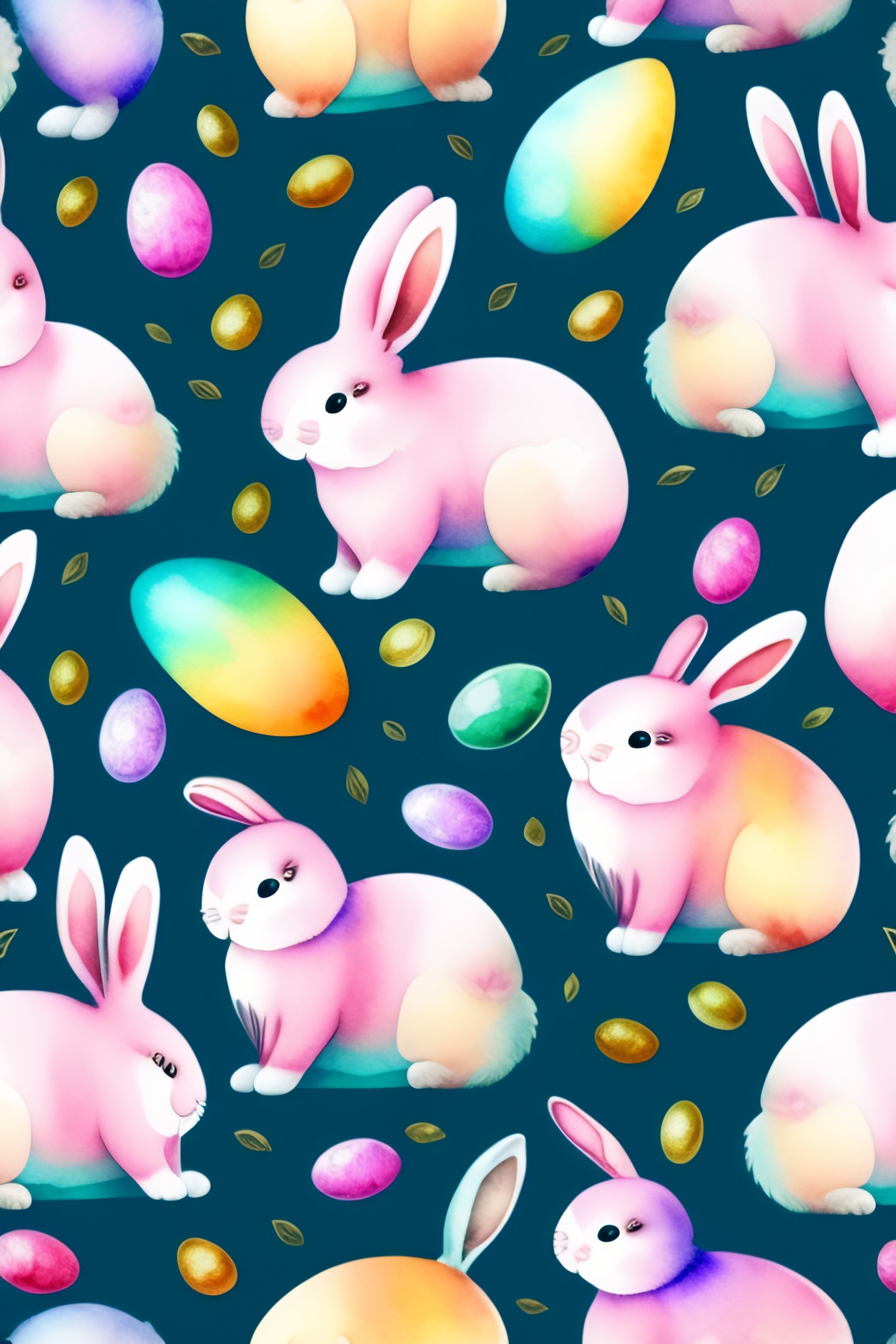 Cute watercolor easter bunny seamless