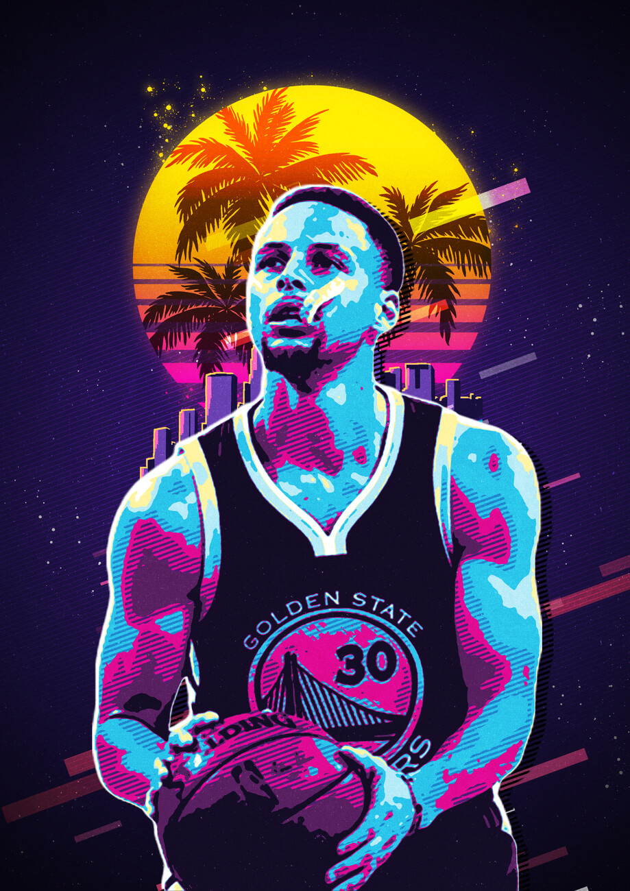 Stephen Curry retro80s Wall Mural. Buy