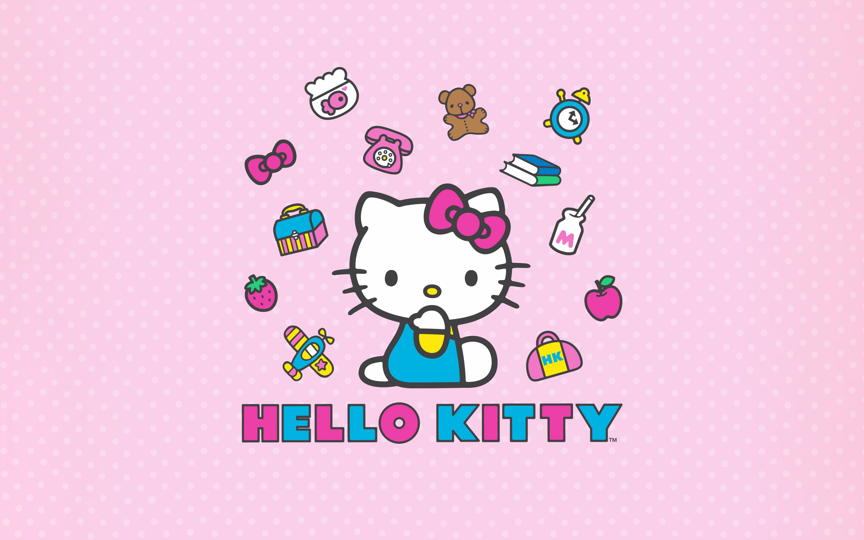 Hello Kitty Wallpaper 4K, Pink background