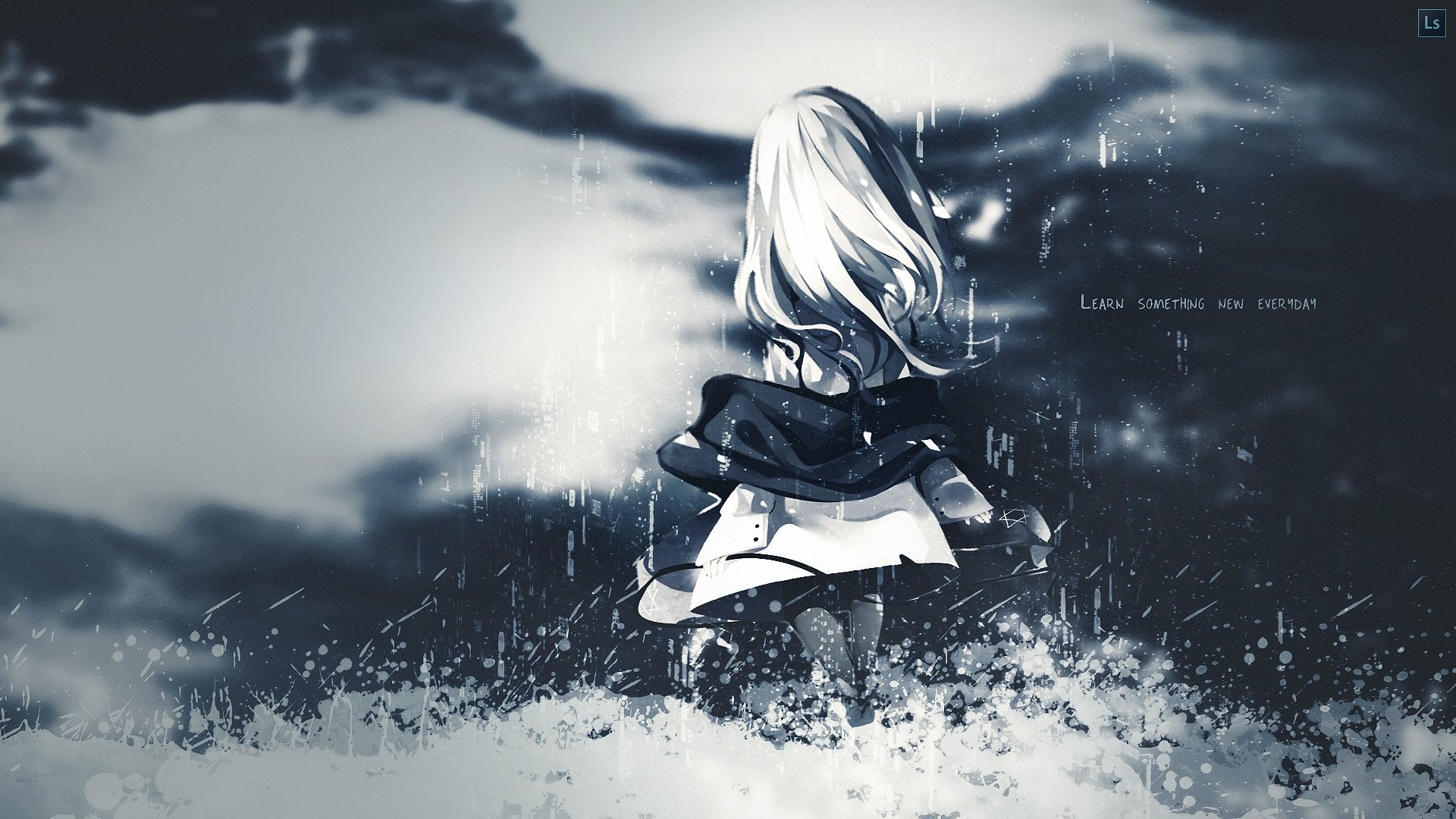 Wallpaper Anime girl in the snow, r