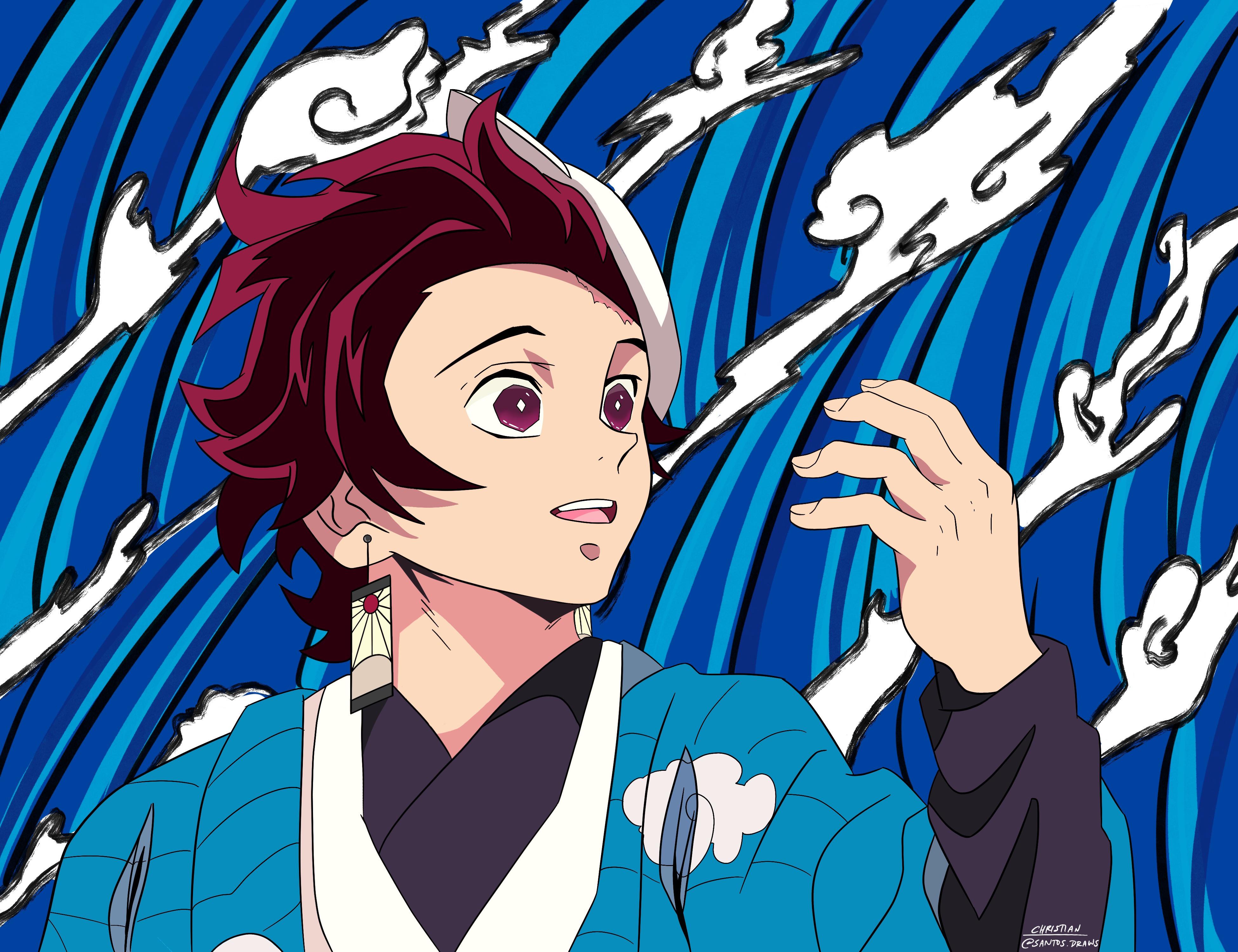 Tanjiro wallpaper I drew, follow my ig