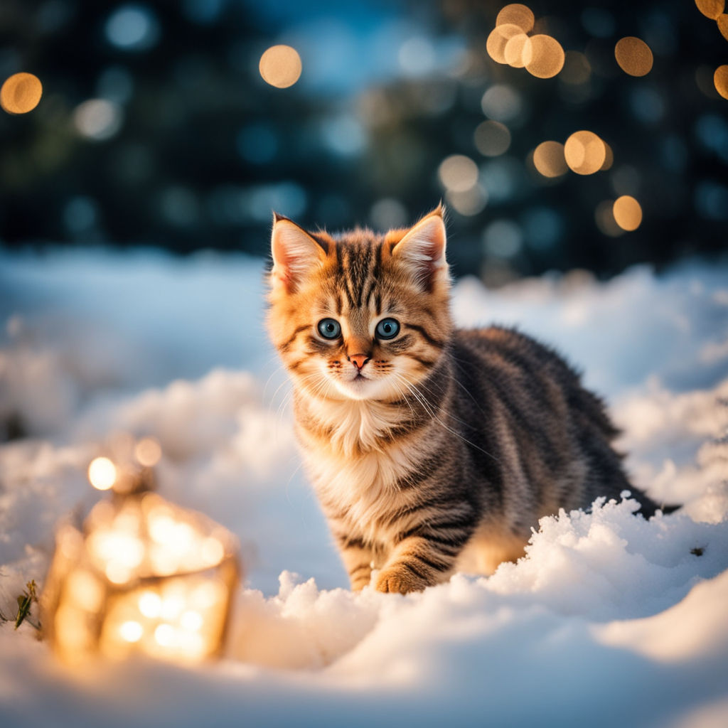 winter cute cat