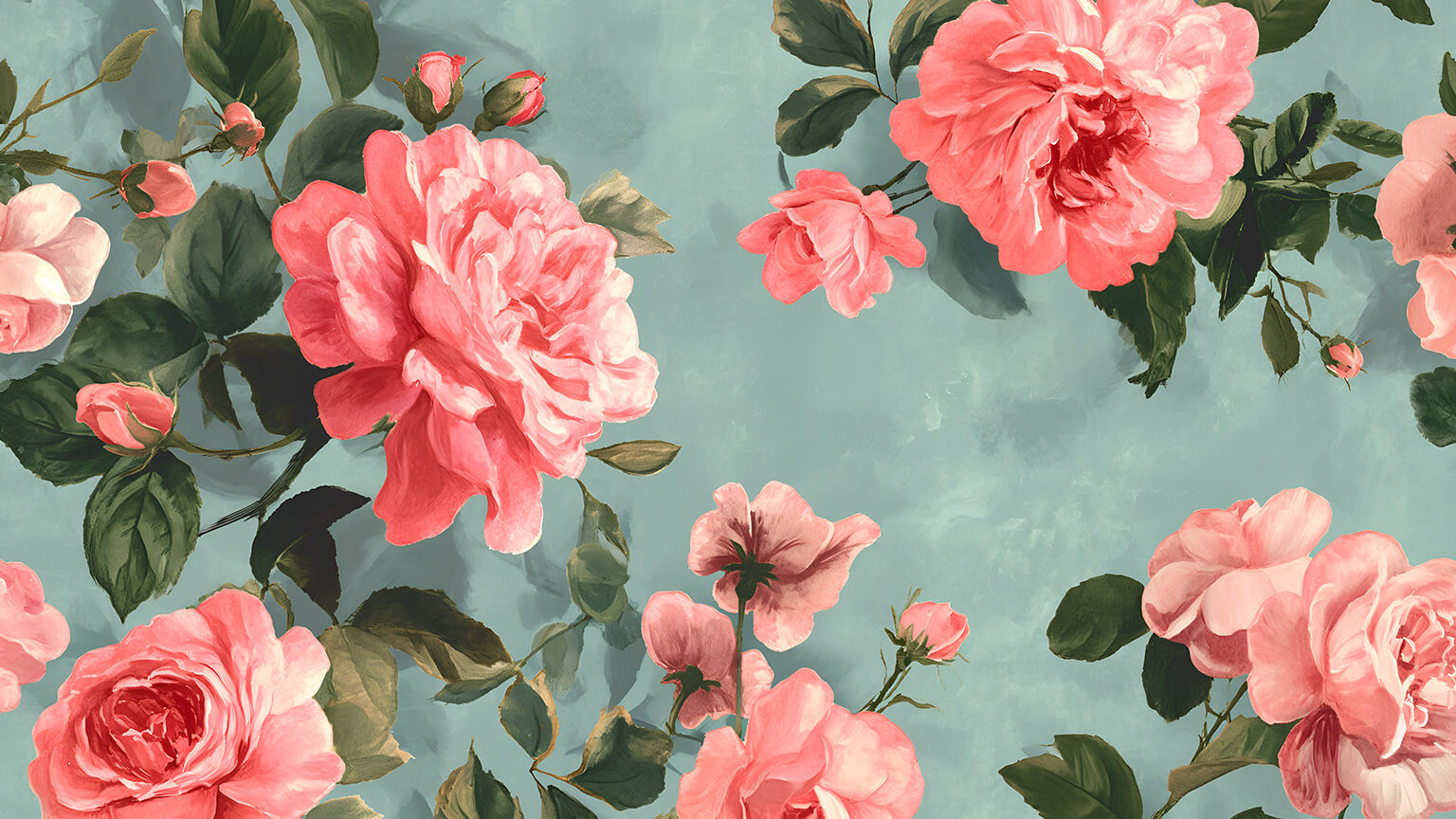 Pink Drawn Roses Preppy Desktop