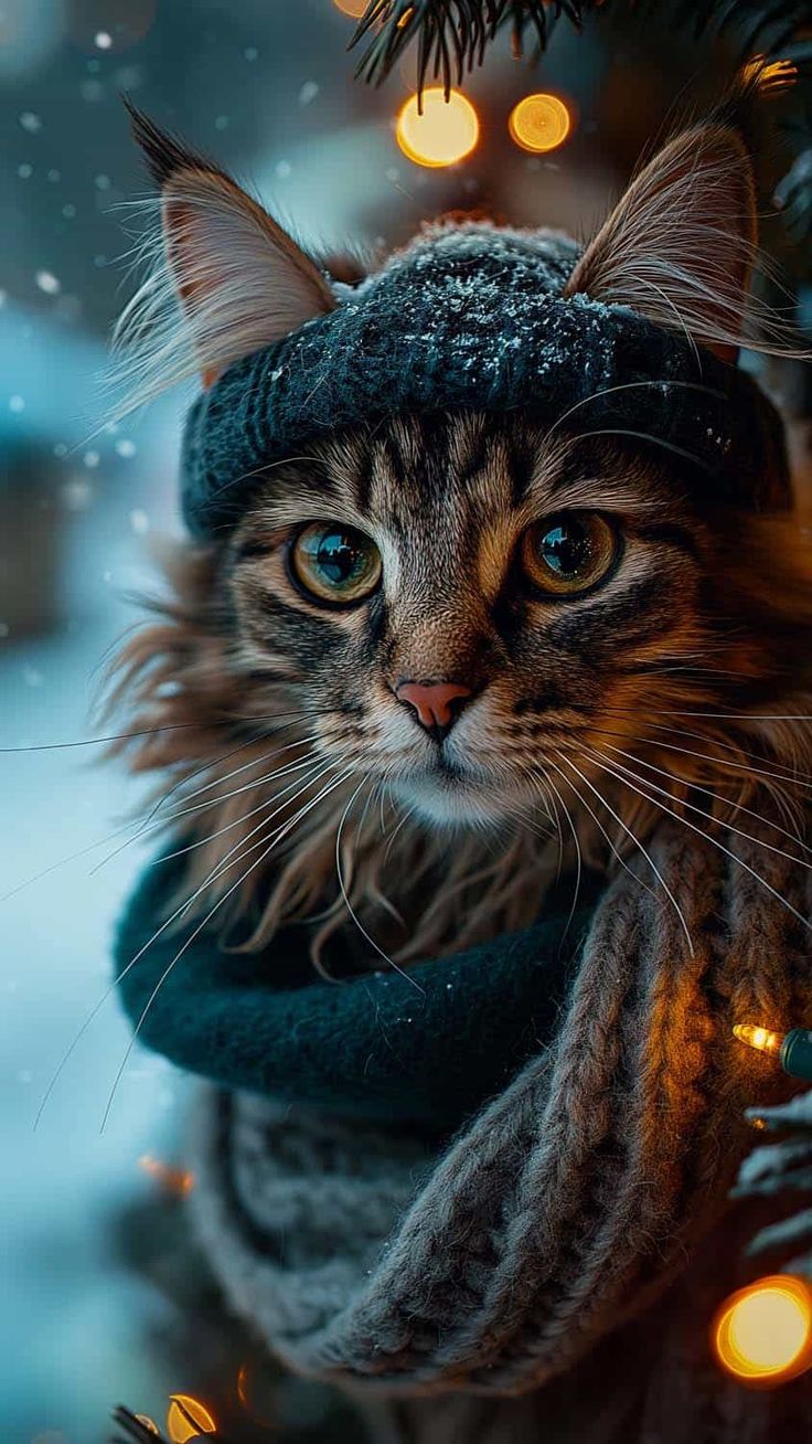 Winter cat, iPhone wallpaper, Cats iphone