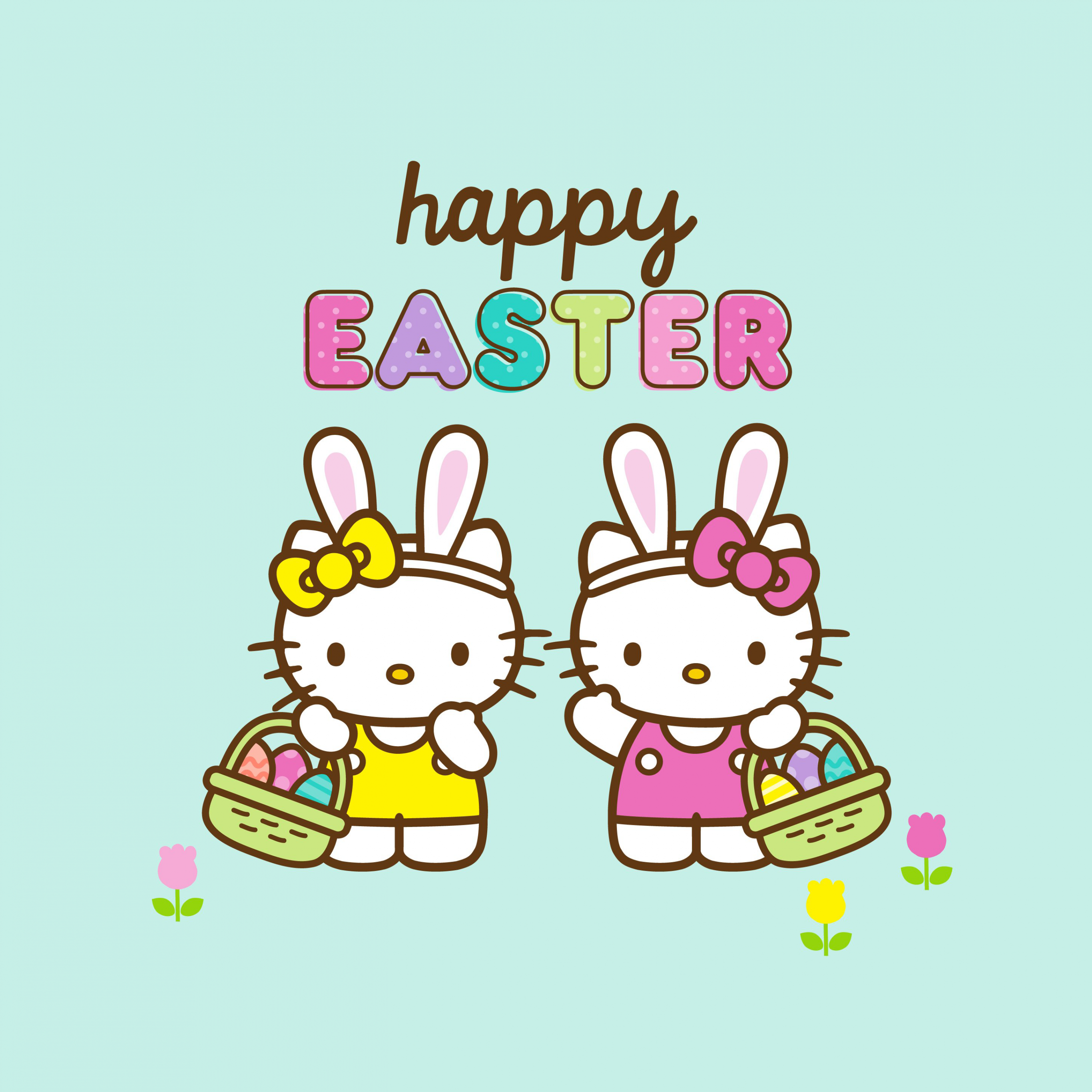 Happy Easter Wallpaper 4K, Cute hello