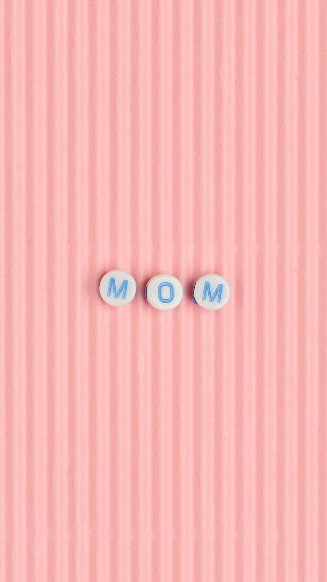 MOM Beads Word Typography on Pink