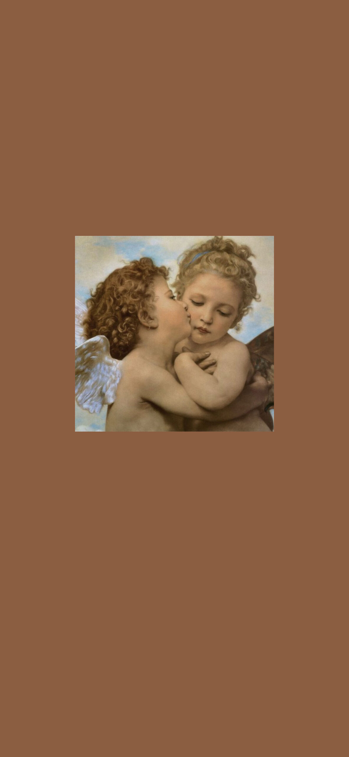 Kissing Angels Brown Wallpaper