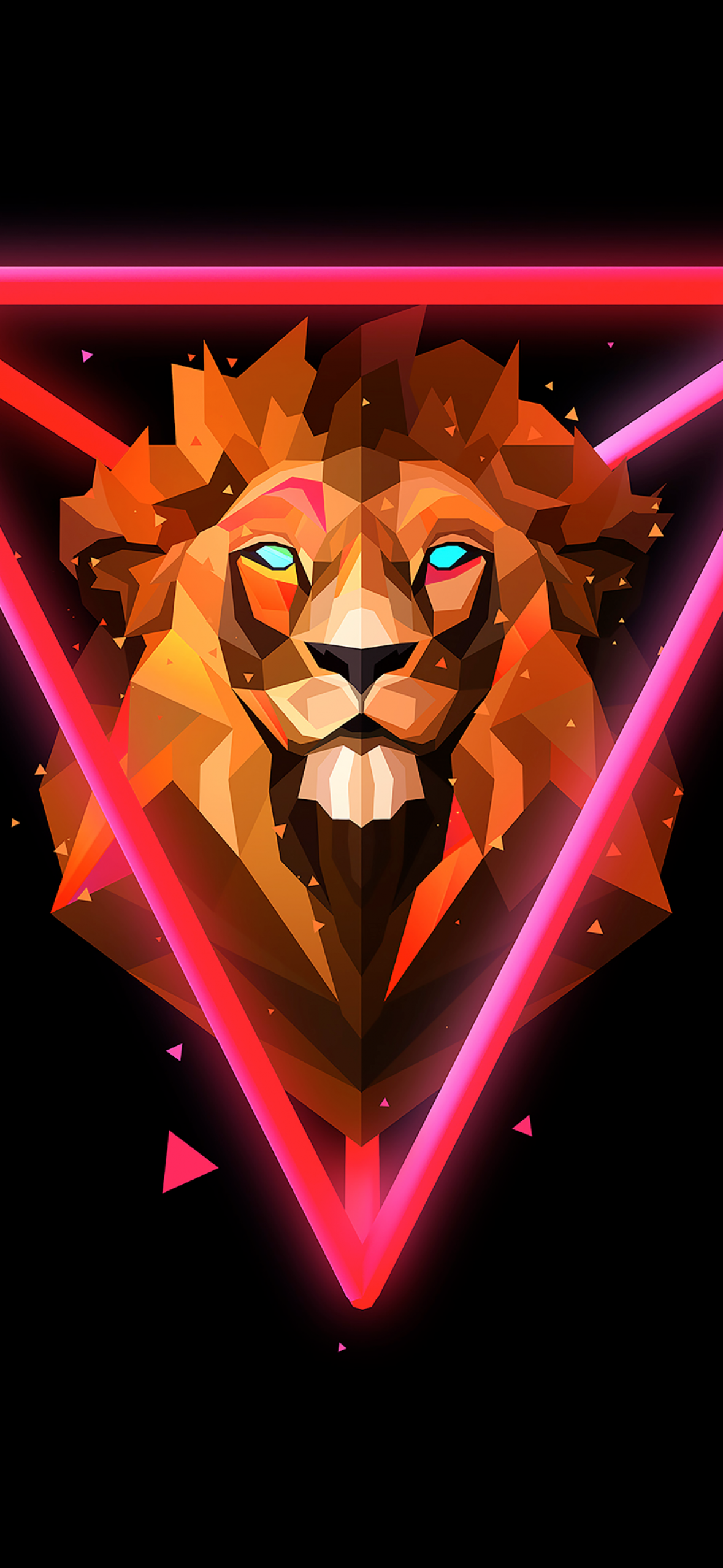 Lion Wallpaper 4K, Neon, Wild, Low poly