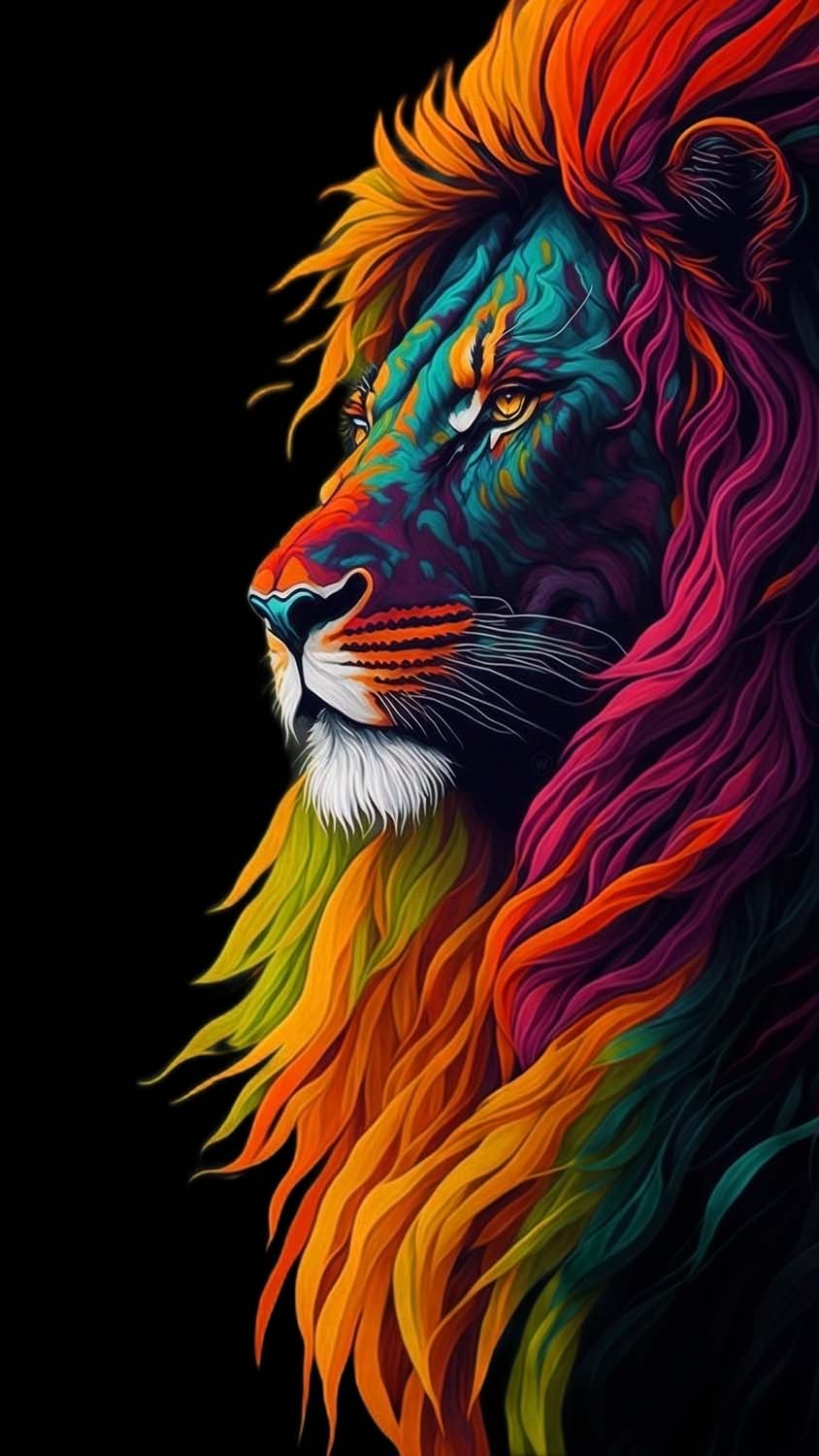 Colorful Lion iPhone Wallpaper 4K