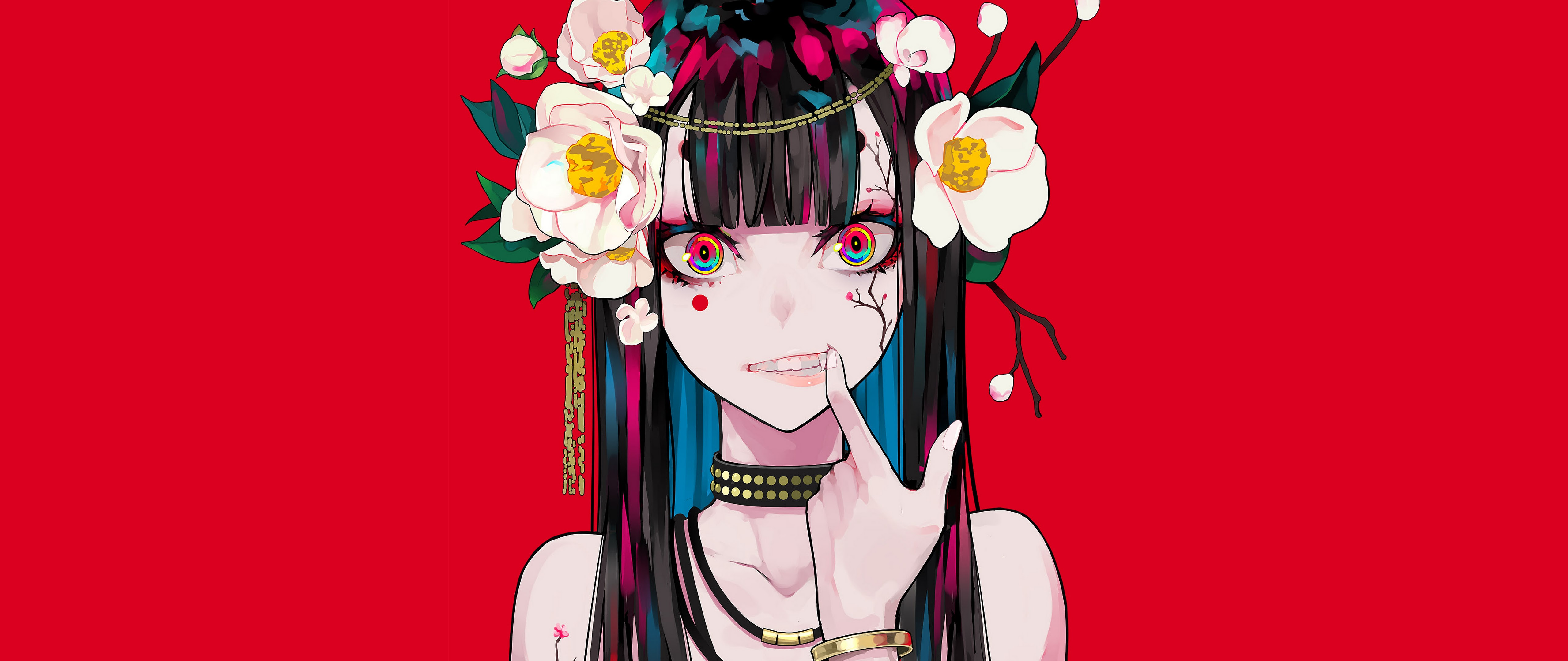 Anime Girl Flower 4K Wallpaper