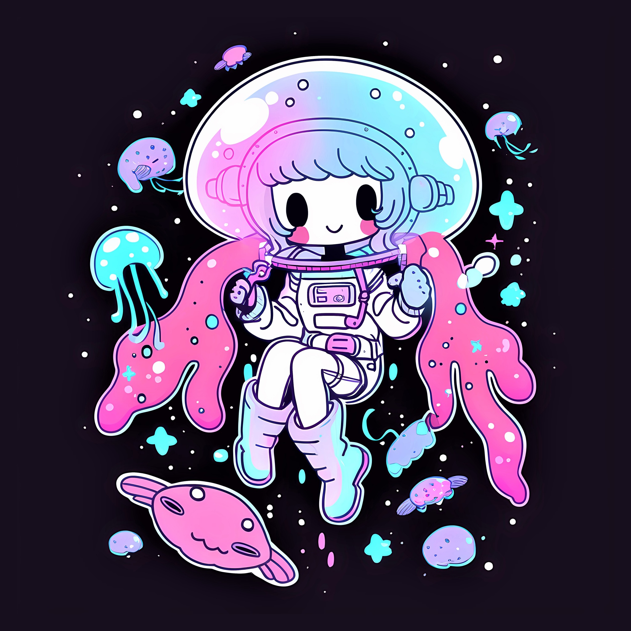 Cute astronaut Wallpaper 4K, Kawaii