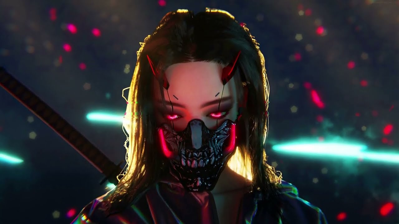 Cyberpunk Oni Mask. live wallpaper