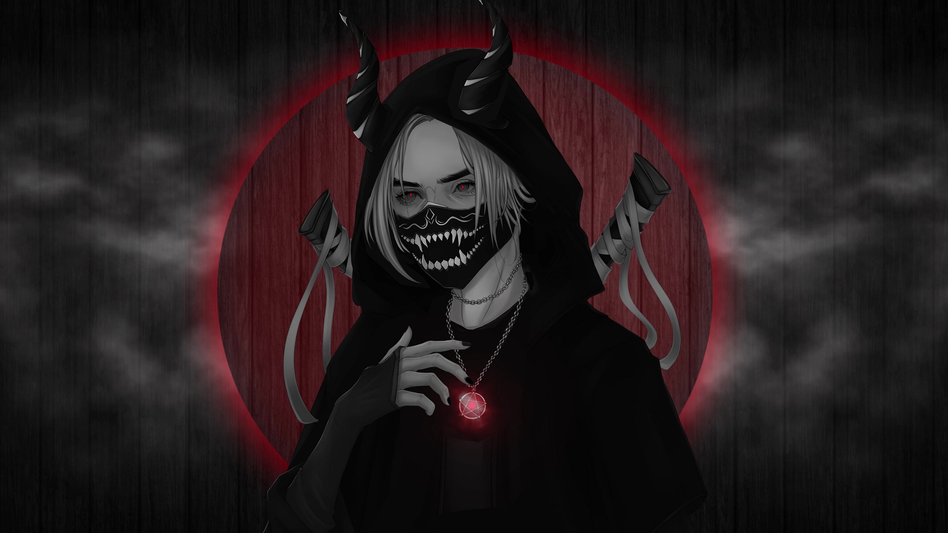 Samurai Red Mask Girl Live Wallpaper