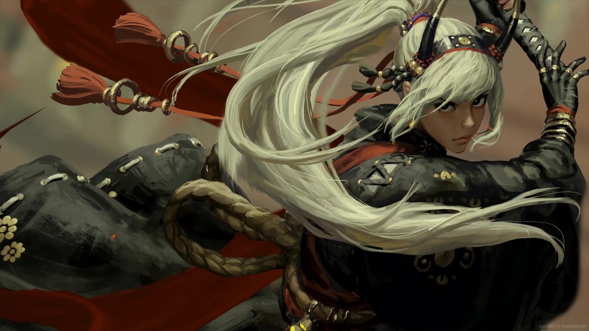 Fantasy Oni Samurai Girl Live Wallpaper