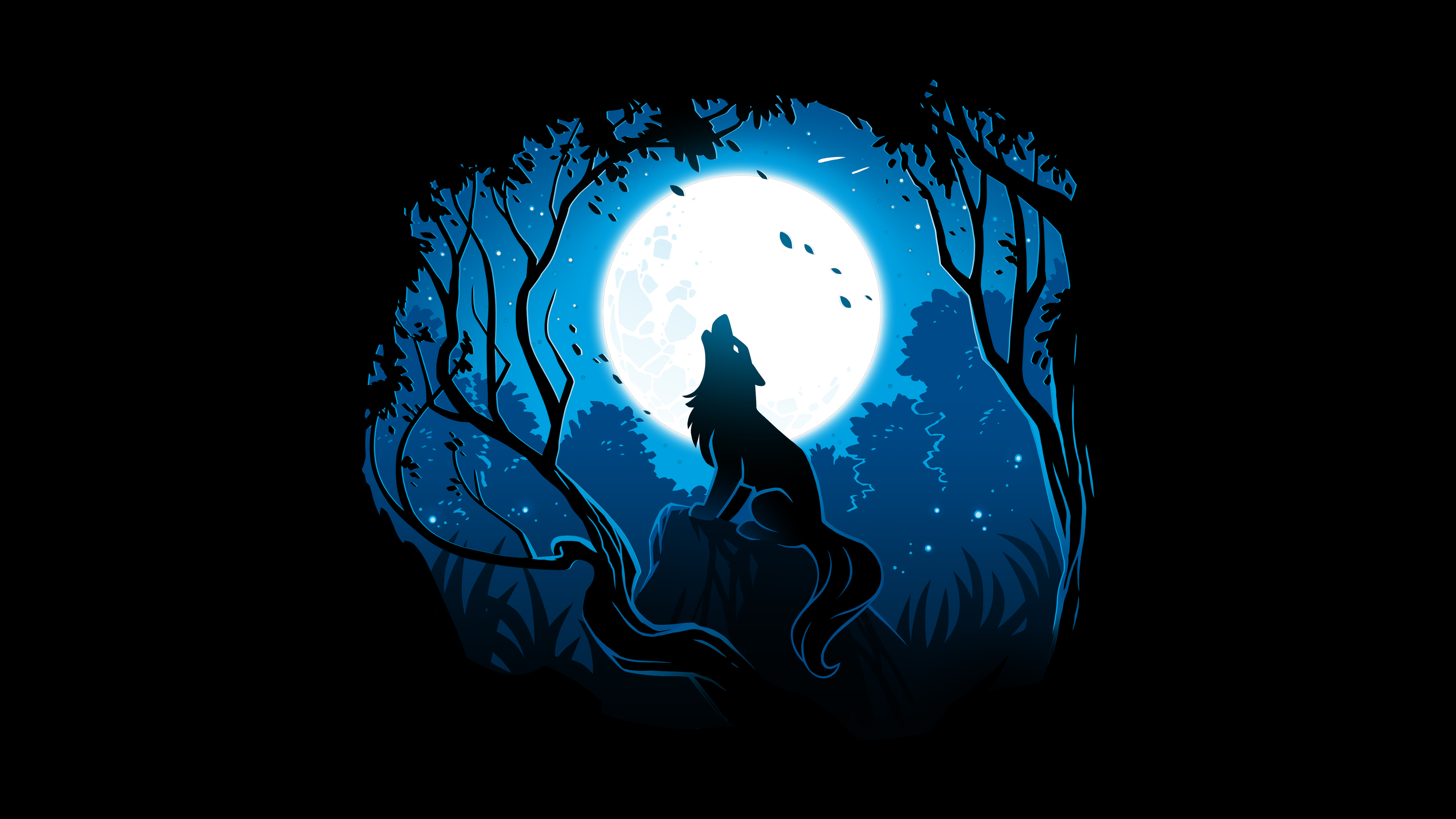 Howling wolf Wallpaper 4K, Moon, Forest