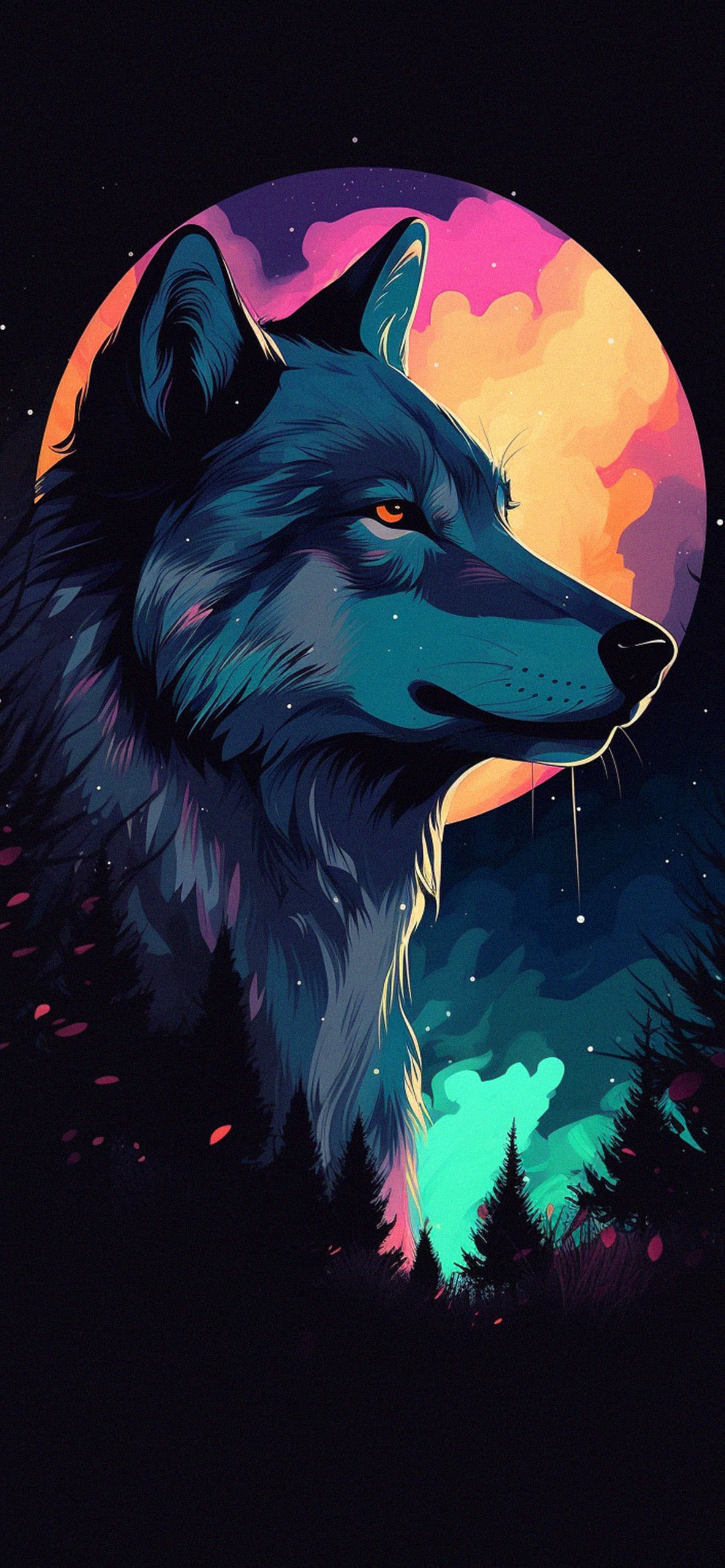 Wolf & Moon Art Wallpaper Wolf