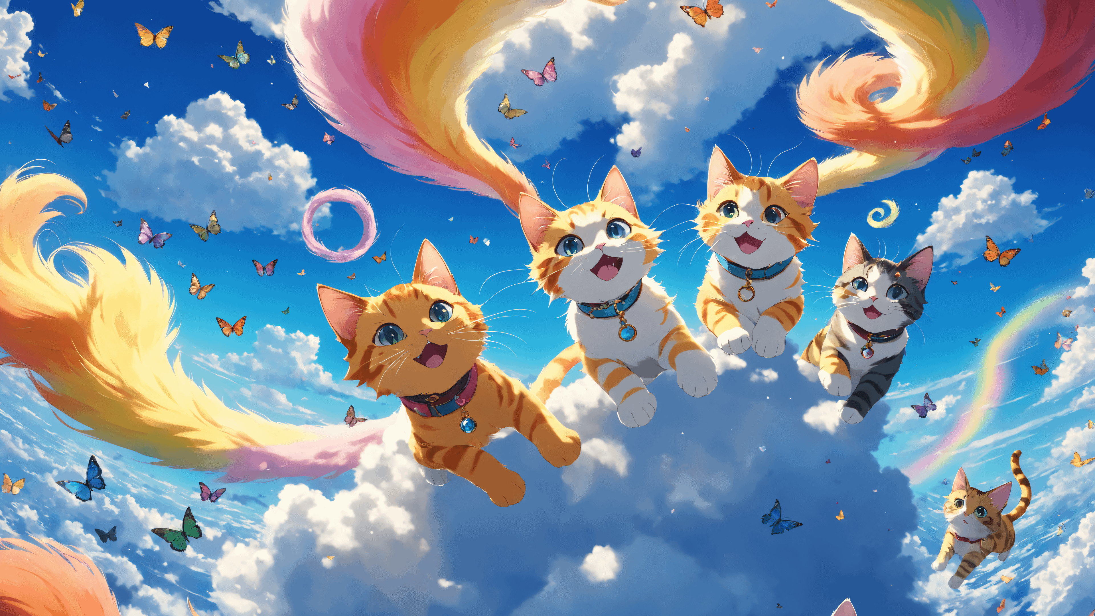 Cloud Kitties, 4k Wallpaper, AI