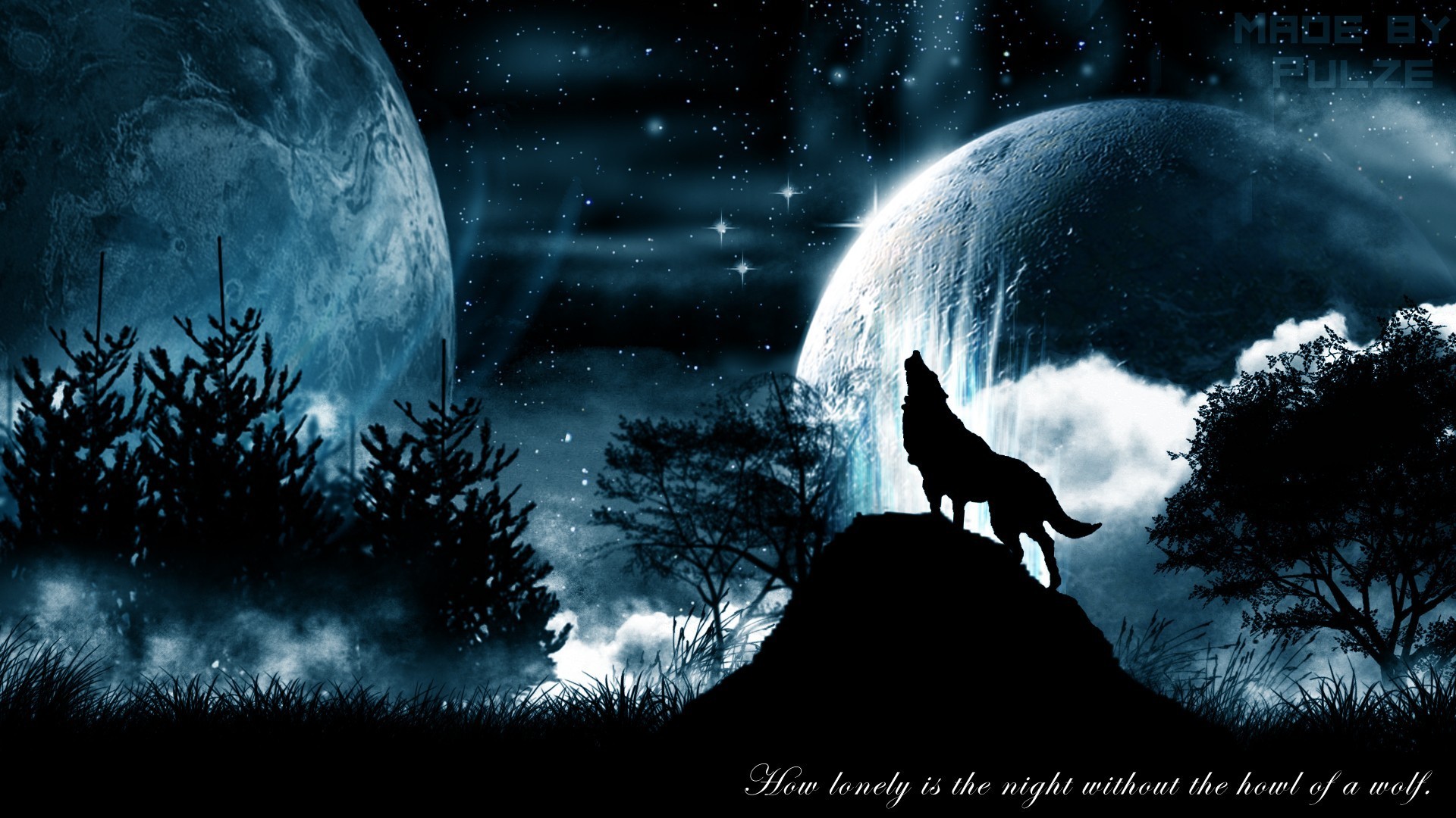 Wolf And Moon Wallpaper