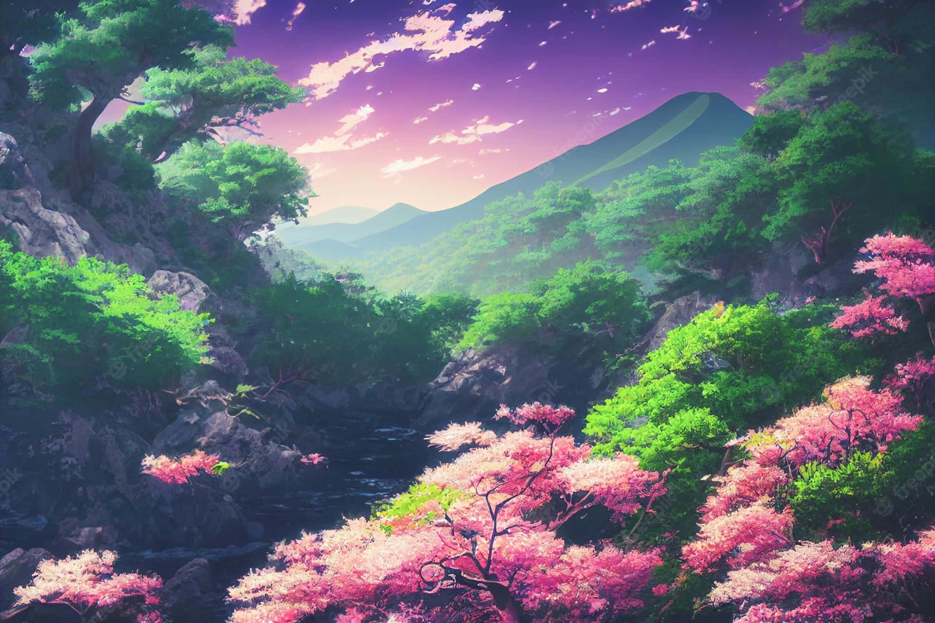 Download Cherry Blossoms Anime Scenery