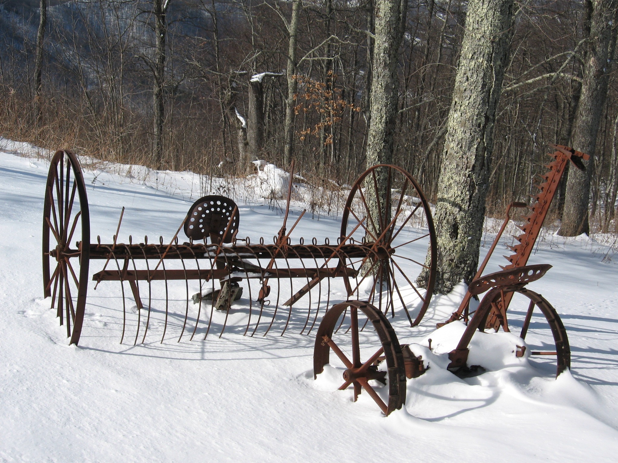 snow, farm, antique, countryside