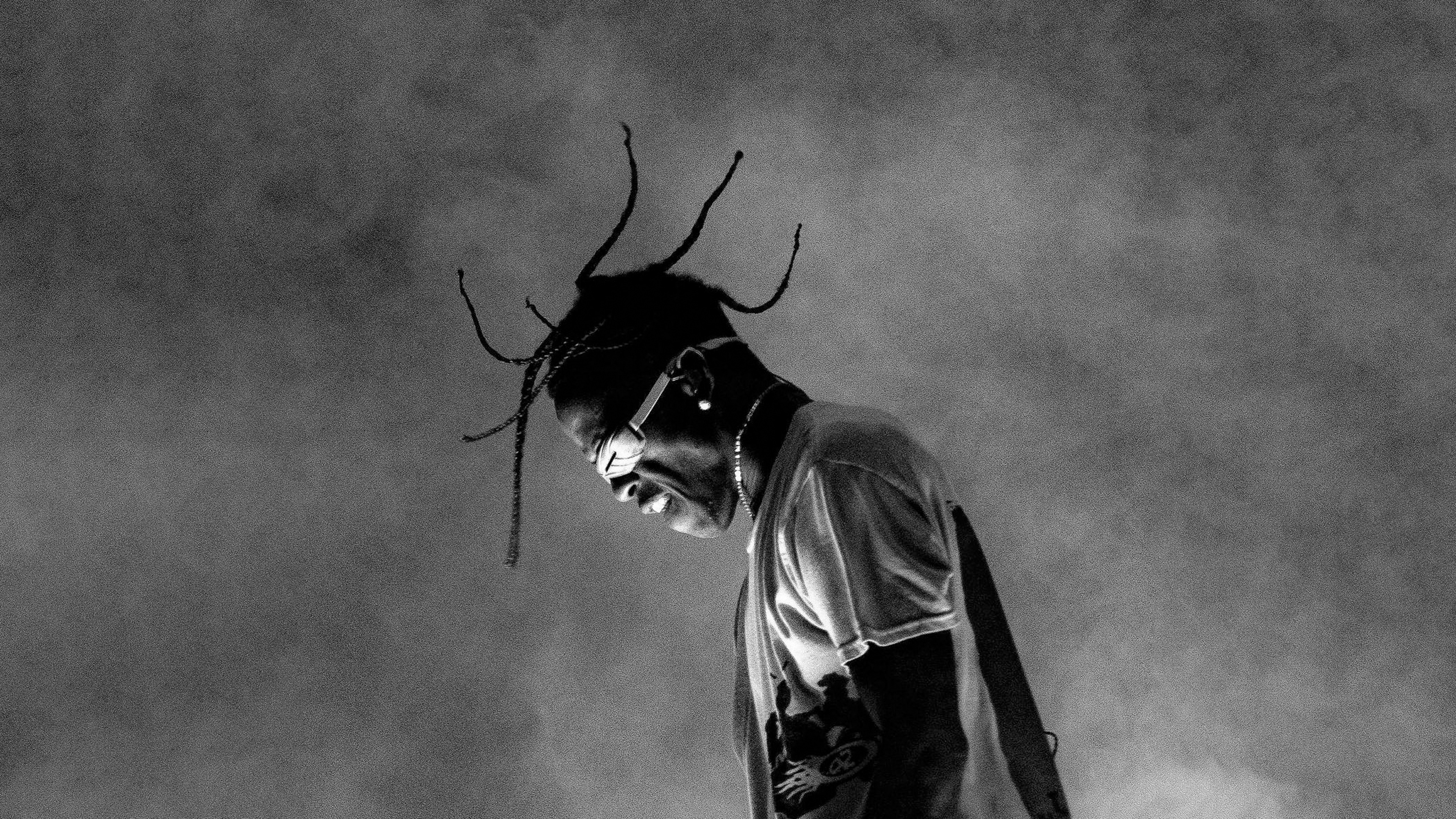 Travis Scott Wallpaper 4K, Monochrome