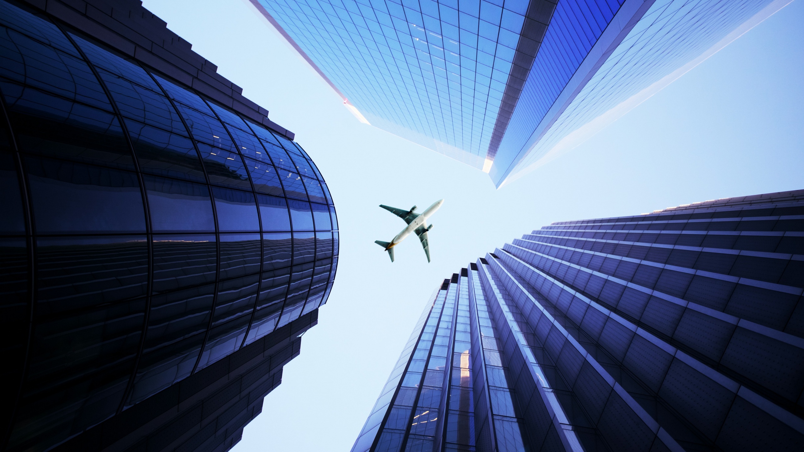 Skyscrapers Wallpaper 4K, Airplane