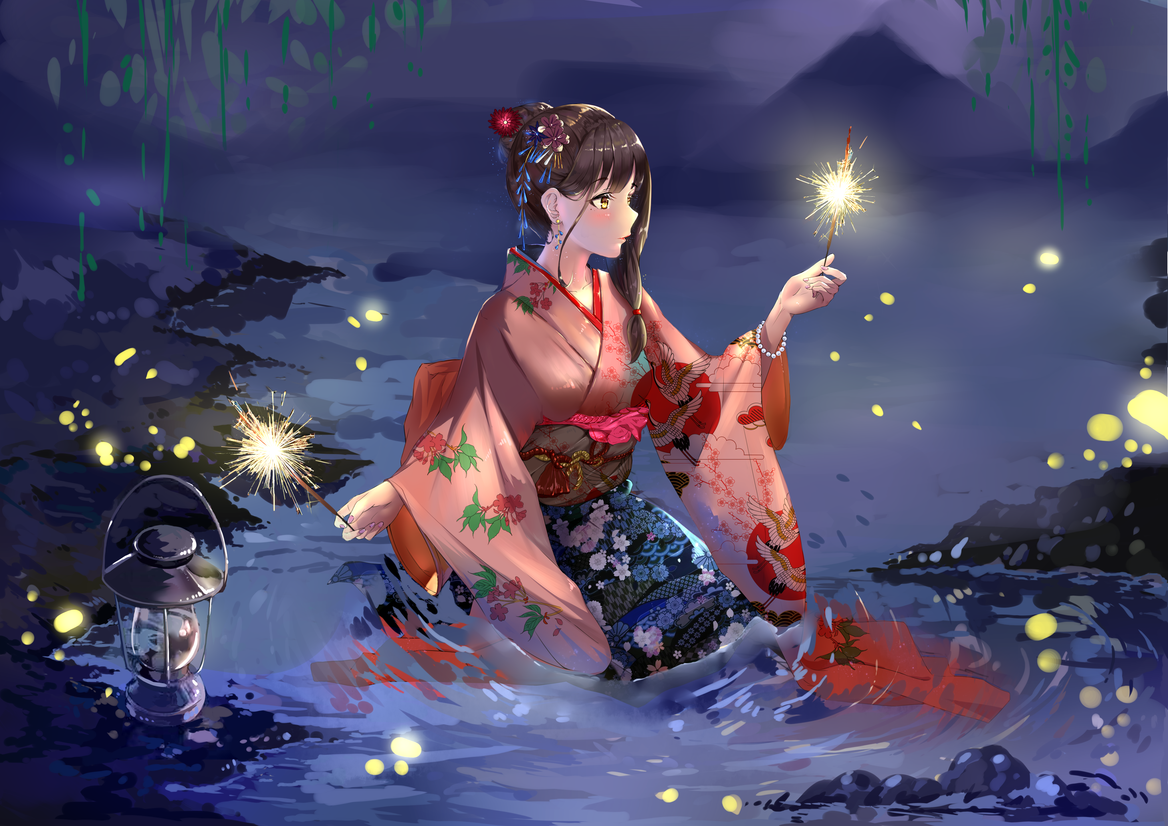 Download Kimono Anime Girl Anime Girl 4k Ultra HD Wallpaper by 仰望天空的樹