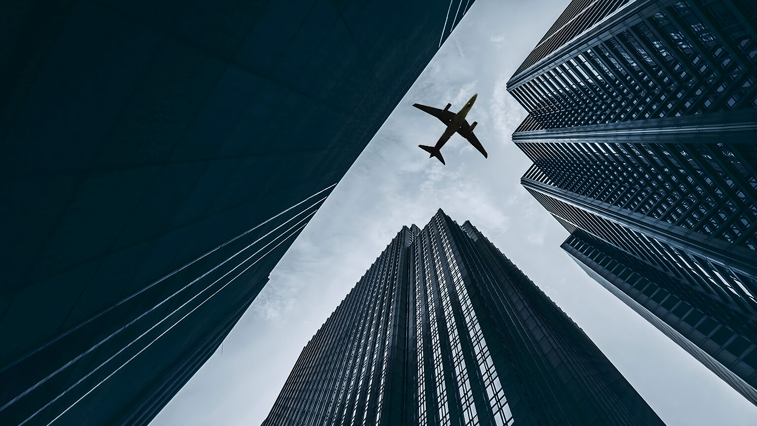 Airplane Buildings Skyscrapers Desktop Wallpaper 4K Download