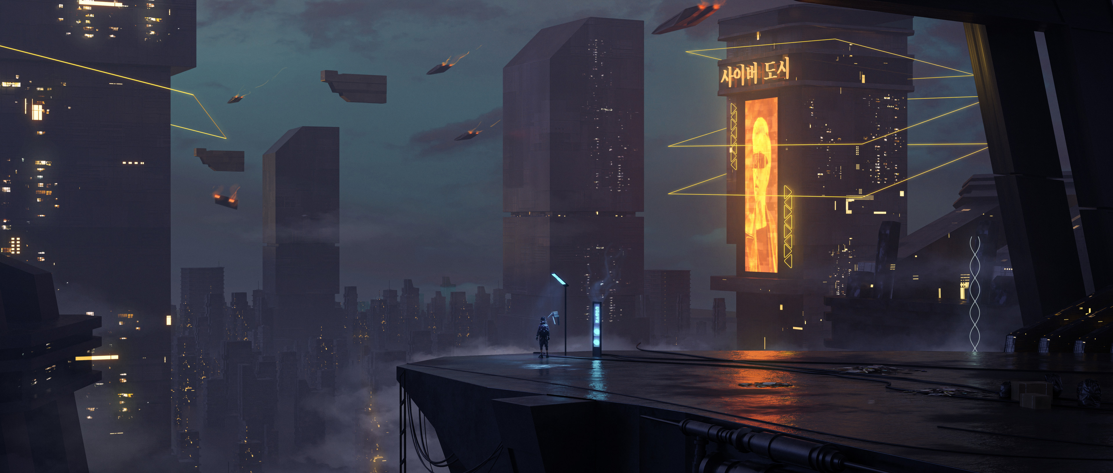4K, cyberpunk, cyber city, futuristic